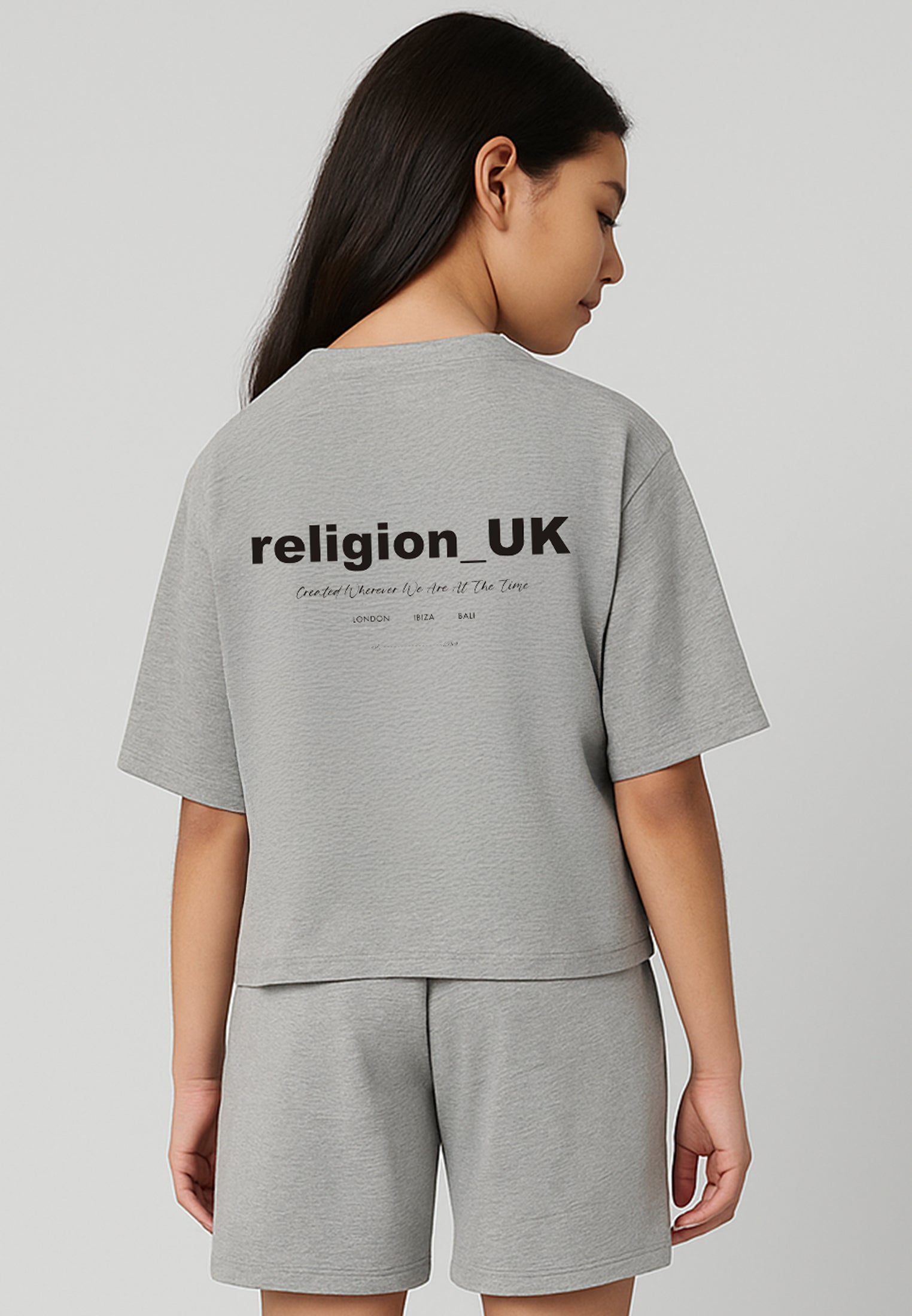 RELIGION GIRLS OVERSIZED T-SHIRT GREY MARL