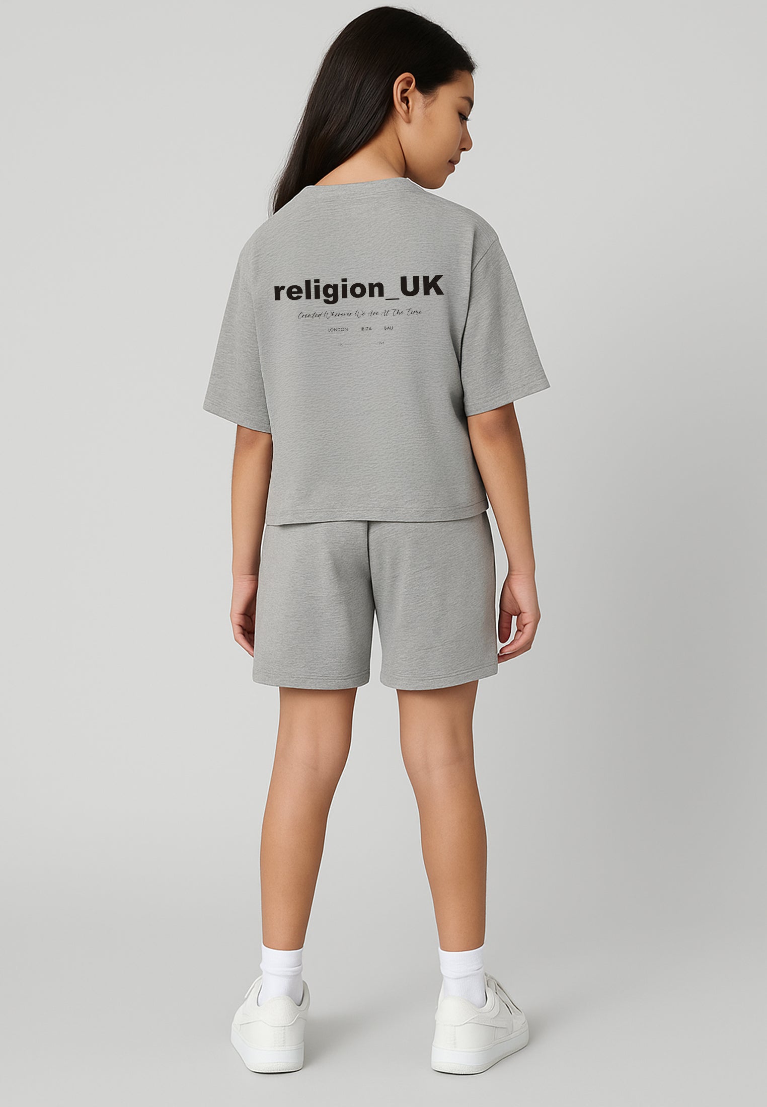 RELIGION GIRLS OVERSIZED T-SHIRT GREY MARL