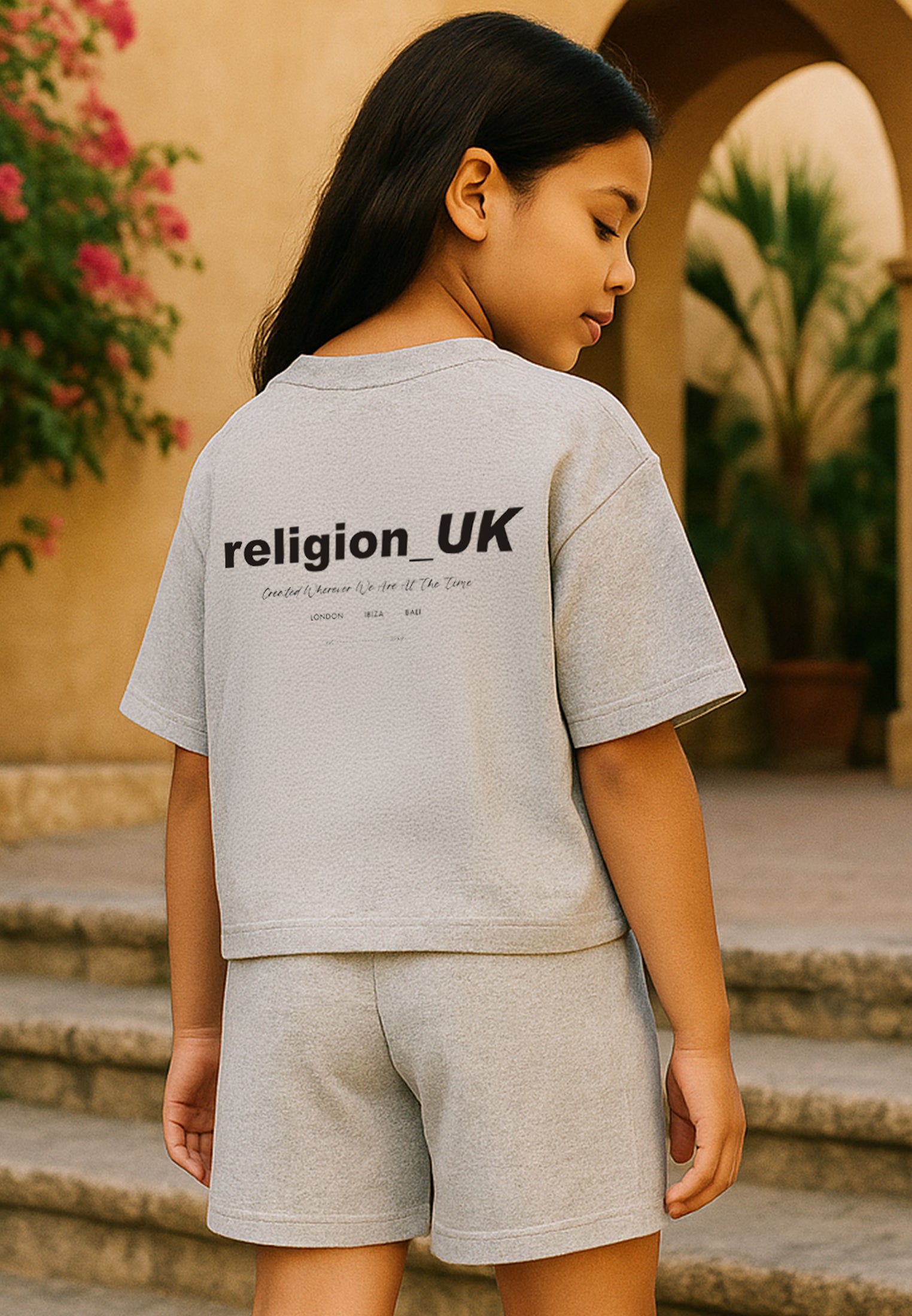 RELIGION GIRLS OVERSIZED T-SHIRT GREY MARL