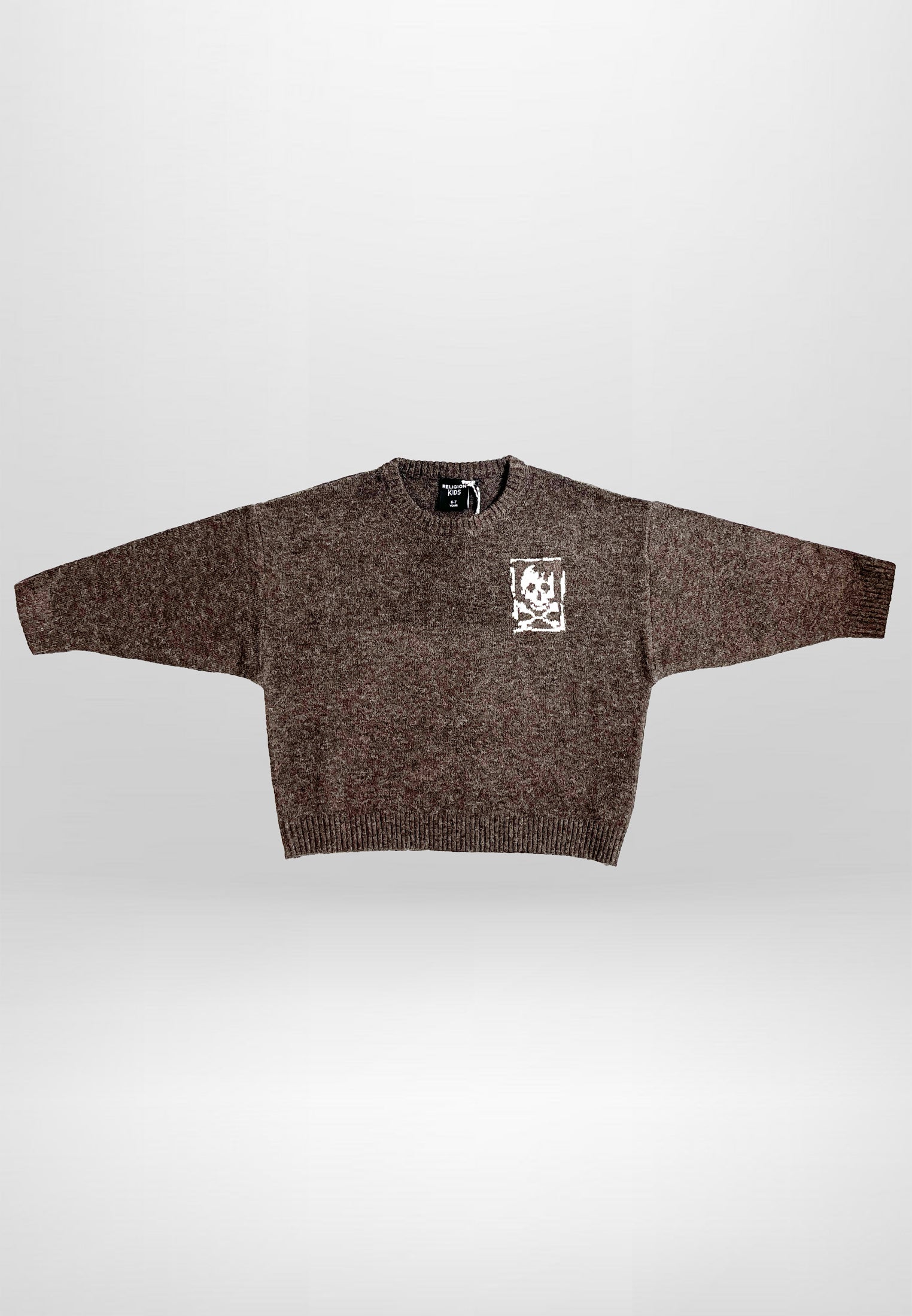 GIRLS SKULLY LOGO JUMPER DARK BROWN