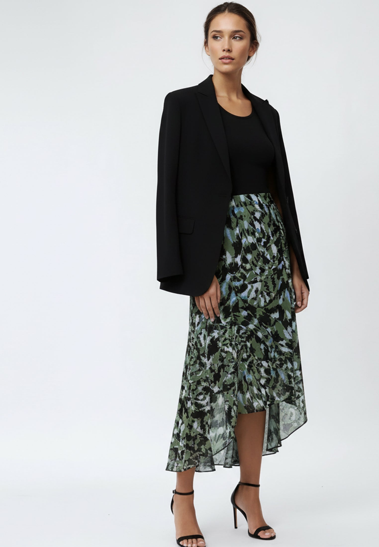 GALLANT SKIRT GREEN&BLACK PRINT