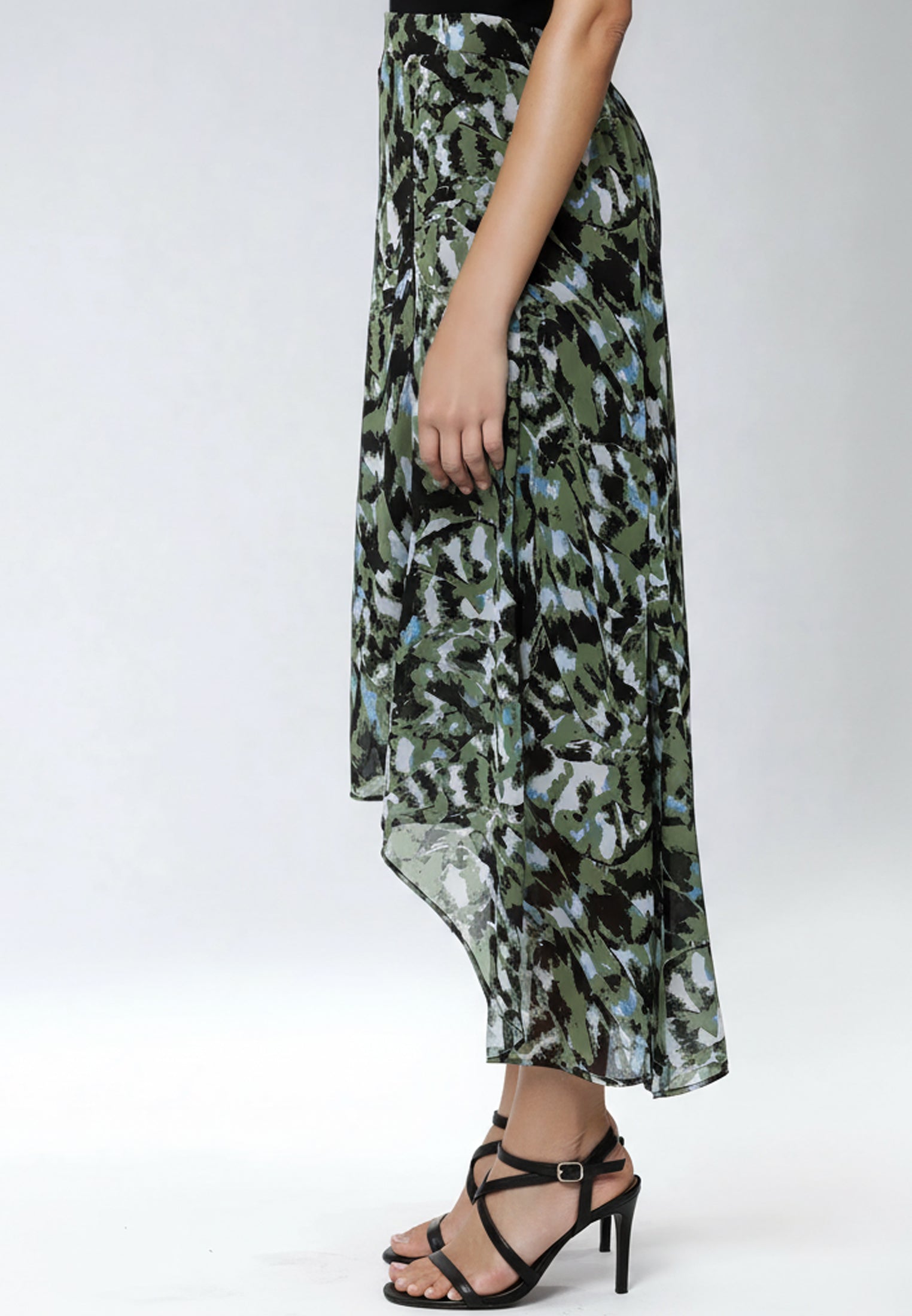 GALLANT SKIRT GREEN&BLACK PRINT