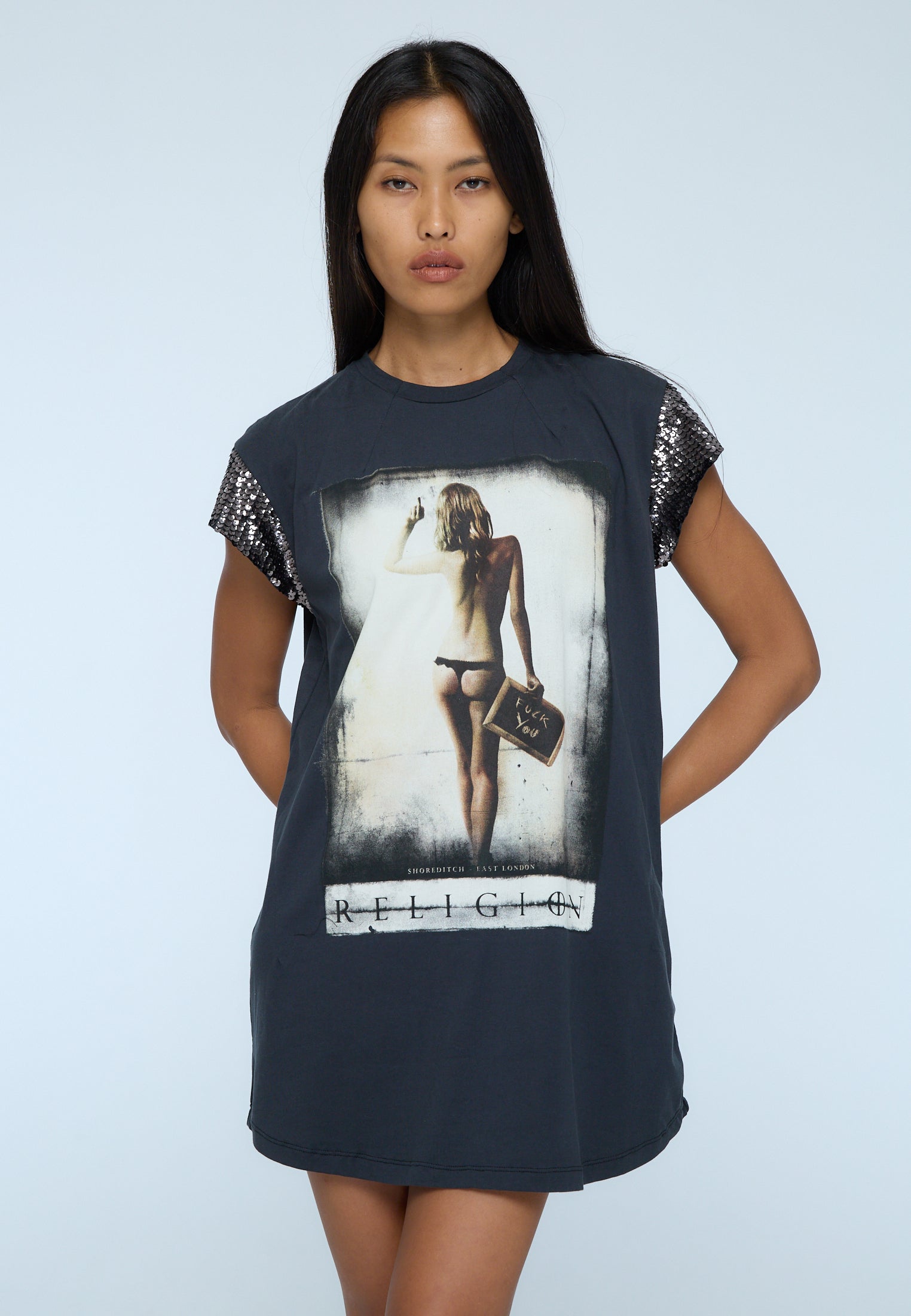 F_YOU DRESS WASHED BLACK