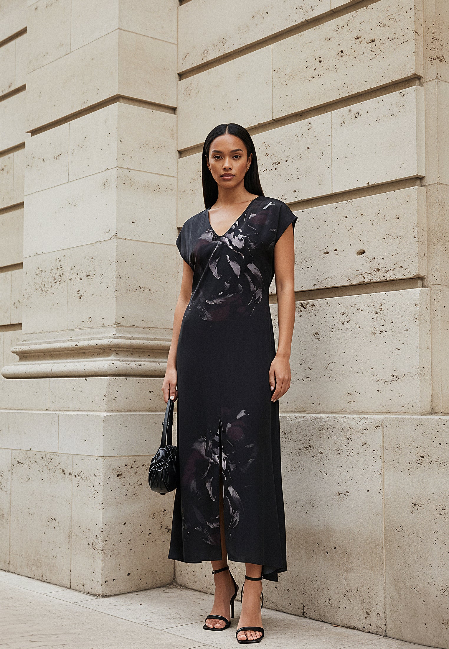 STRIKE MAXI DRESS RADIANT GUNMETAL