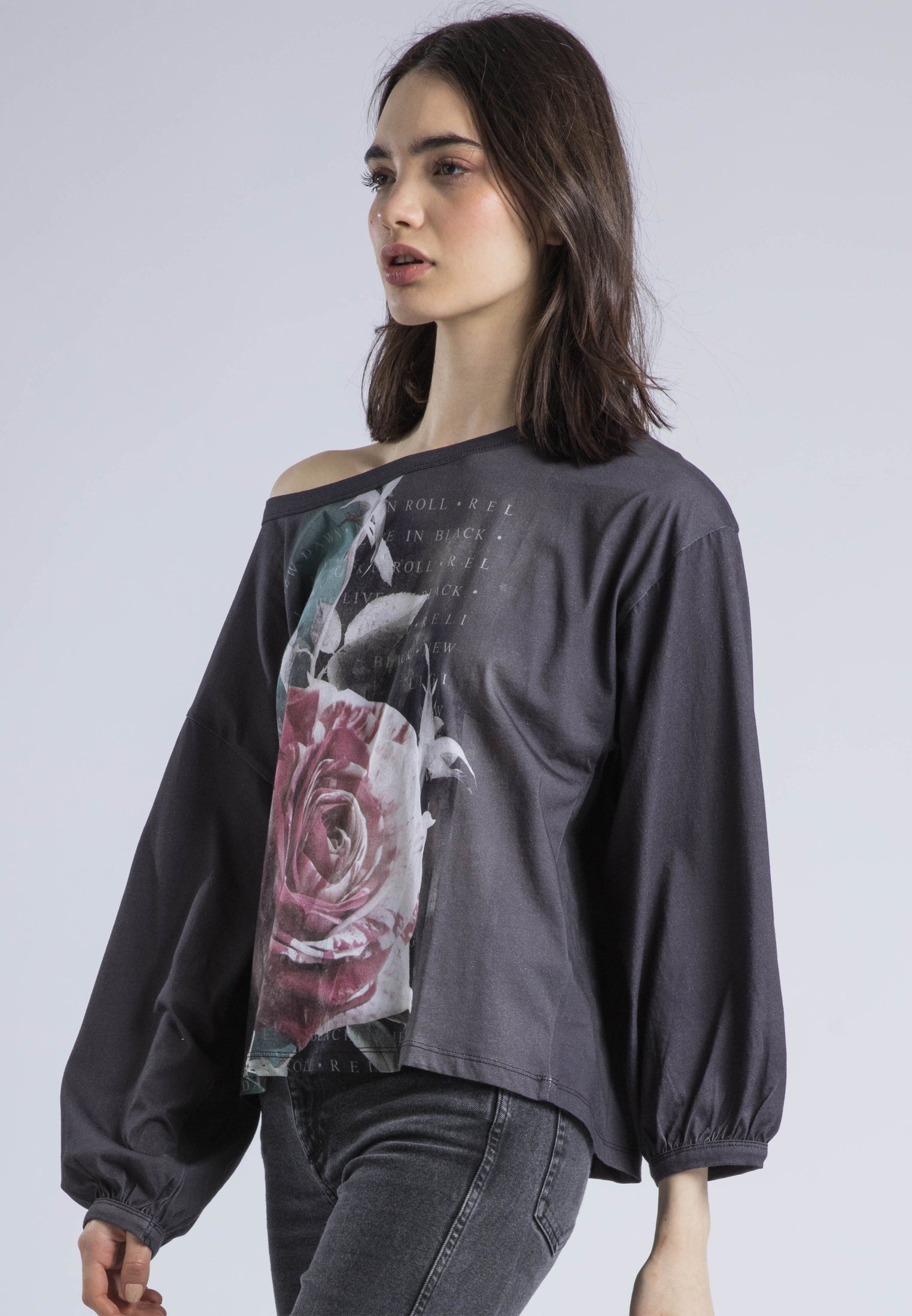 CLOAK LS TOP BLUSH GRAPHIC