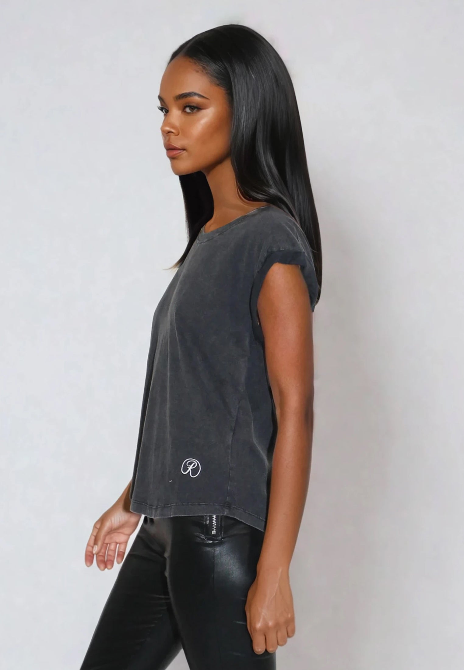 ROLLED CAP SLEEVE VINTAGE BLACK