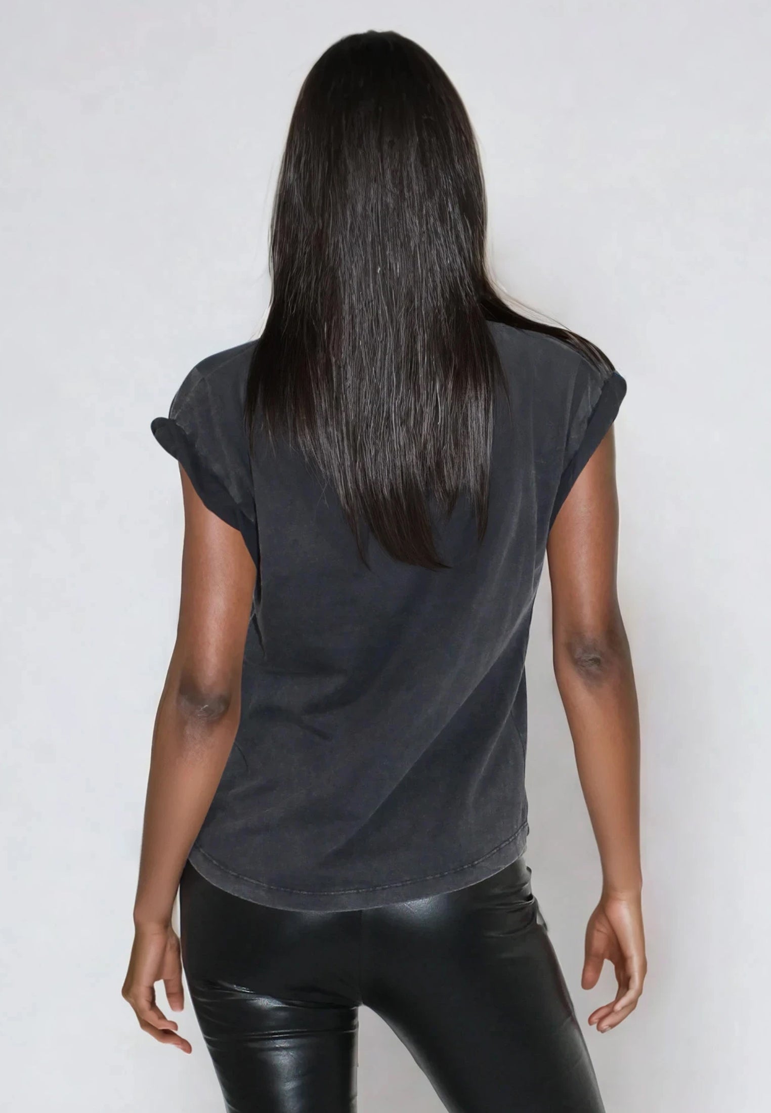 ROLLED CAP SLEEVE VINTAGE BLACK