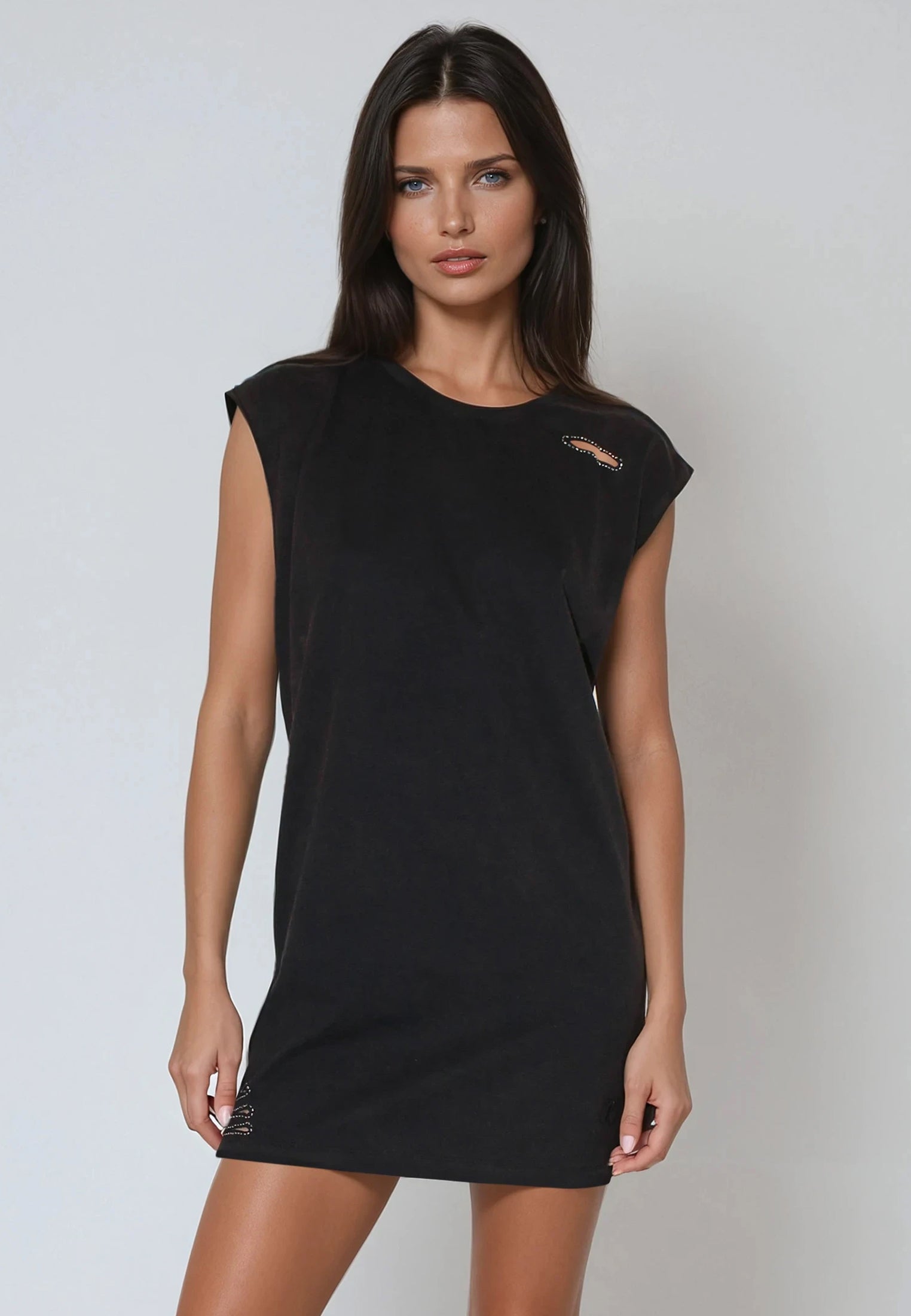 BEADED MINI DRESS CHOCOLATE RUST