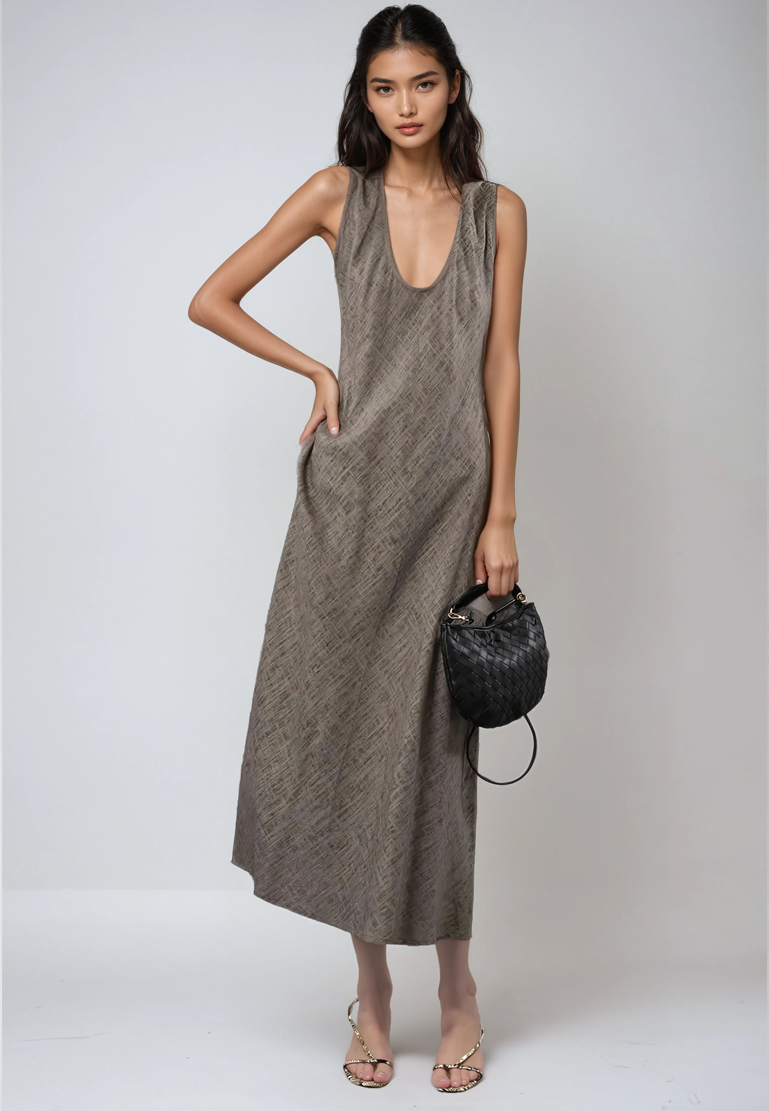 ELEMENT DRESS TAUPE LINEN