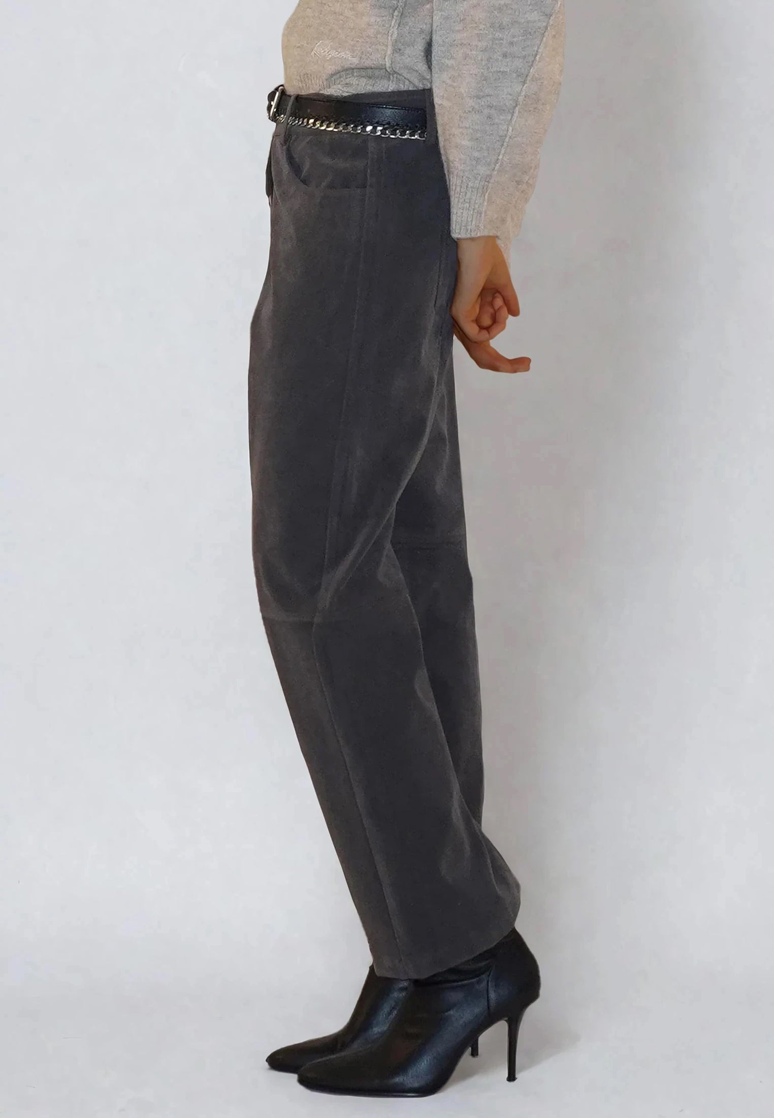 GALAXY SUEDE TROUSERS GREY