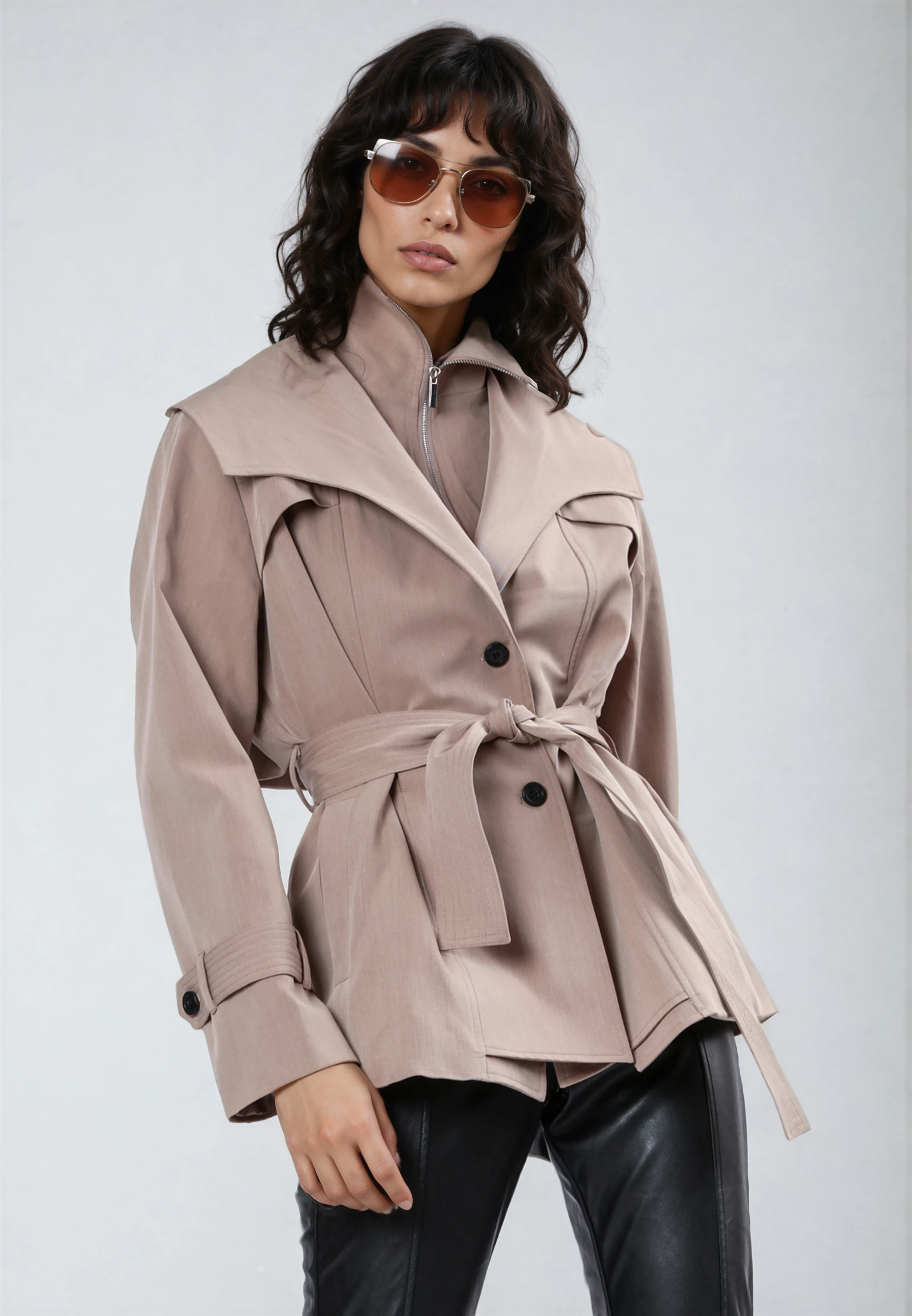 RHODIUM TAUPE TRENCHCOAT