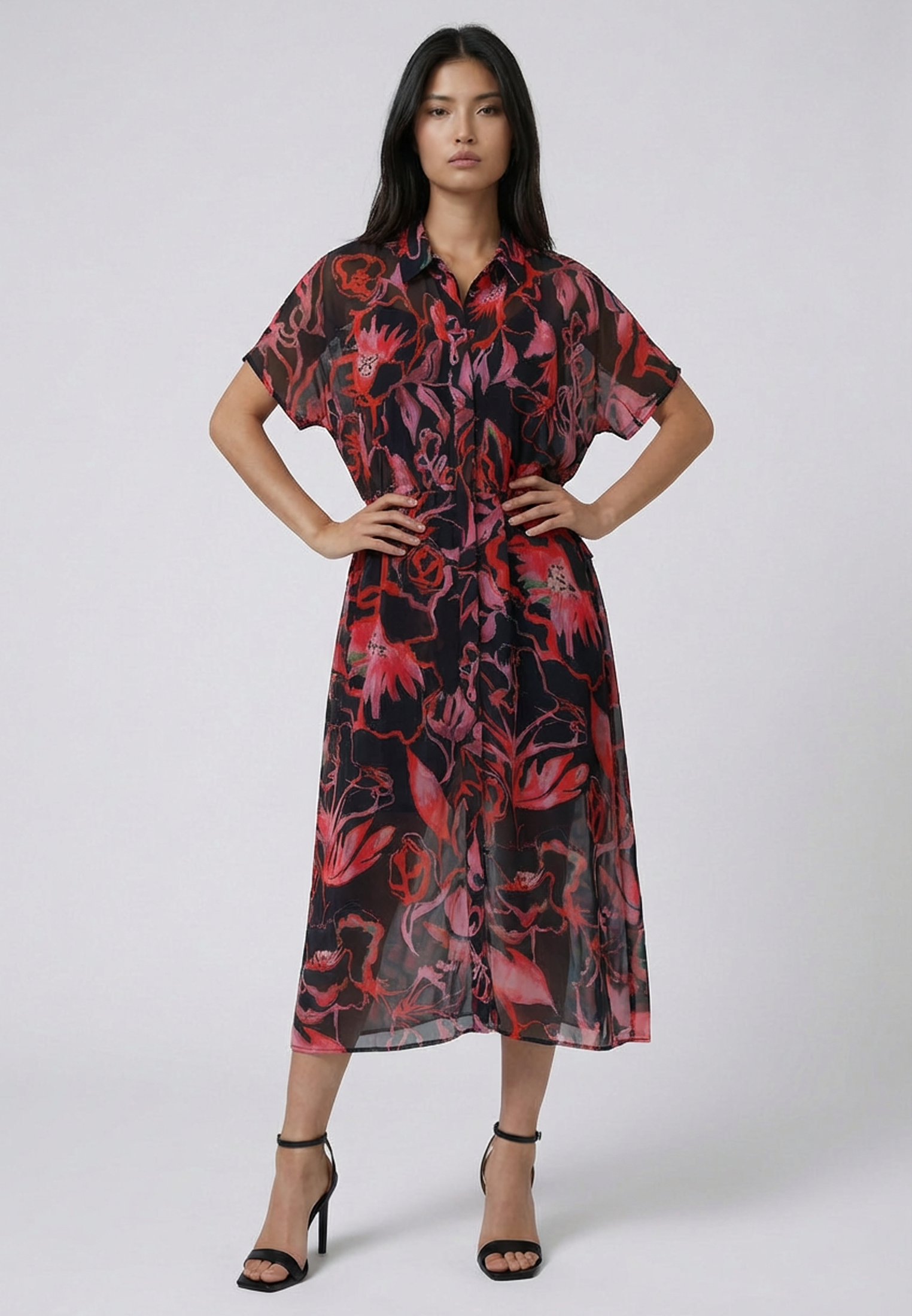 NOBLE SHIRTDRESS RISE POPPY RED