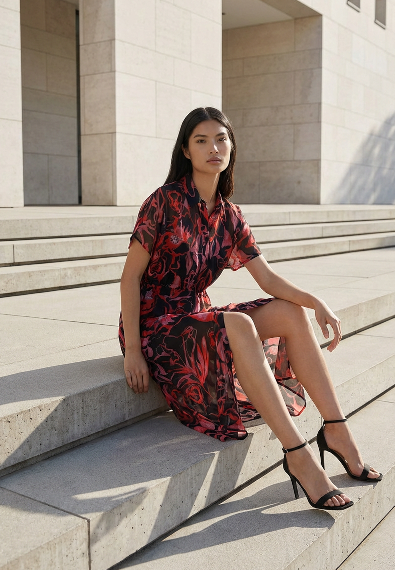 NOBLE SHIRTDRESS RISE POPPY RED