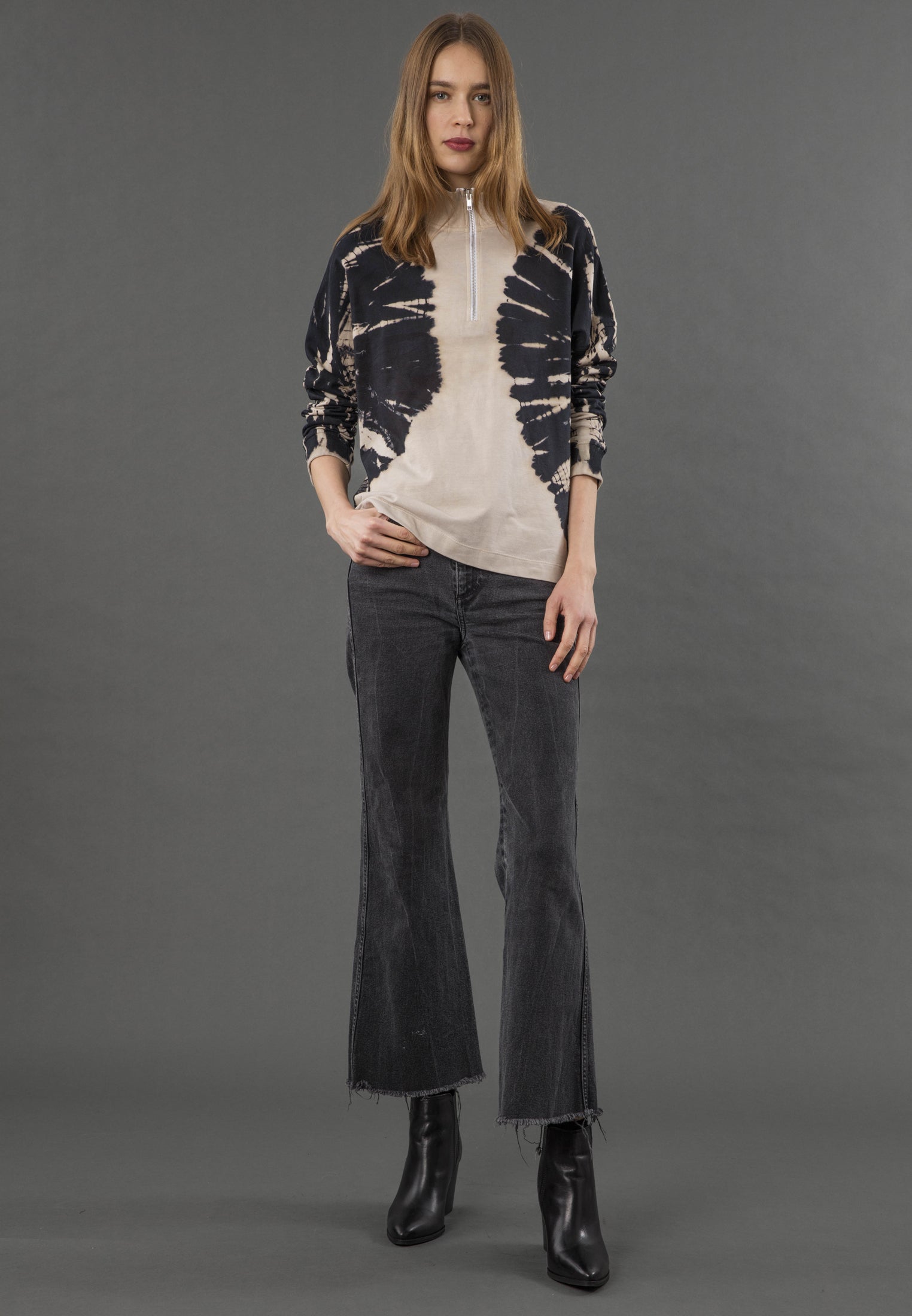 JADE HALF ZIP SWEAT TIE DYE CASHMERE