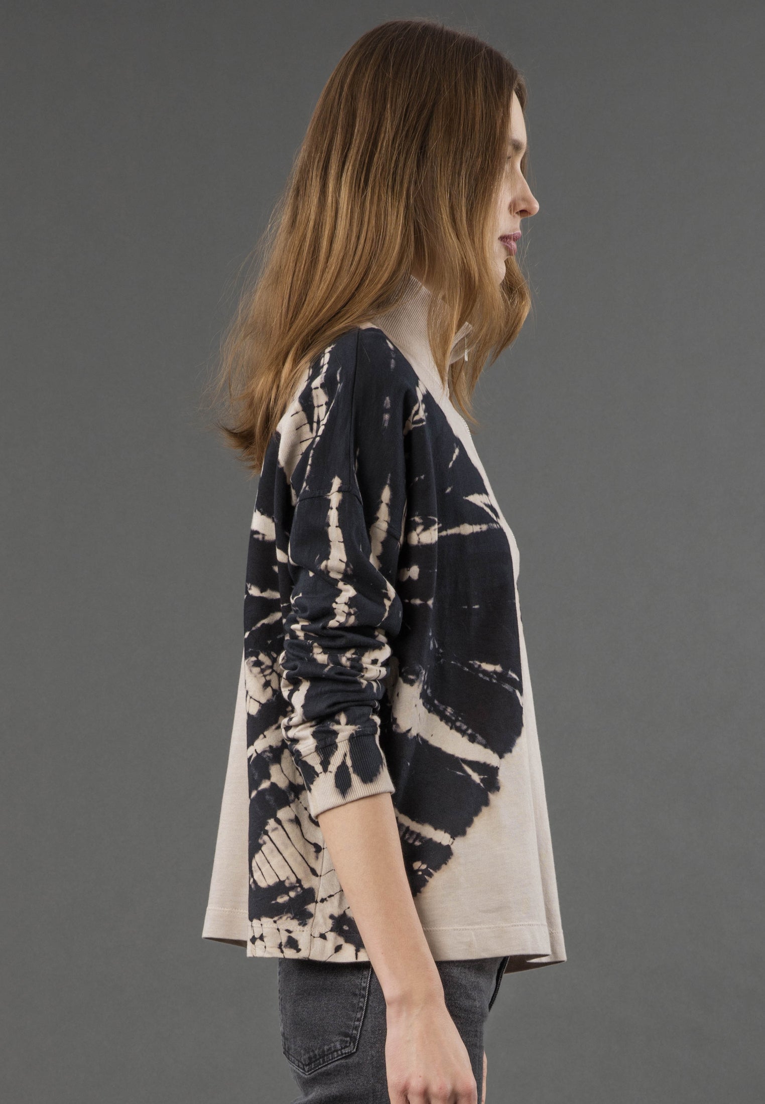 JADE HALF ZIP SWEAT TIE DYE CASHMERE