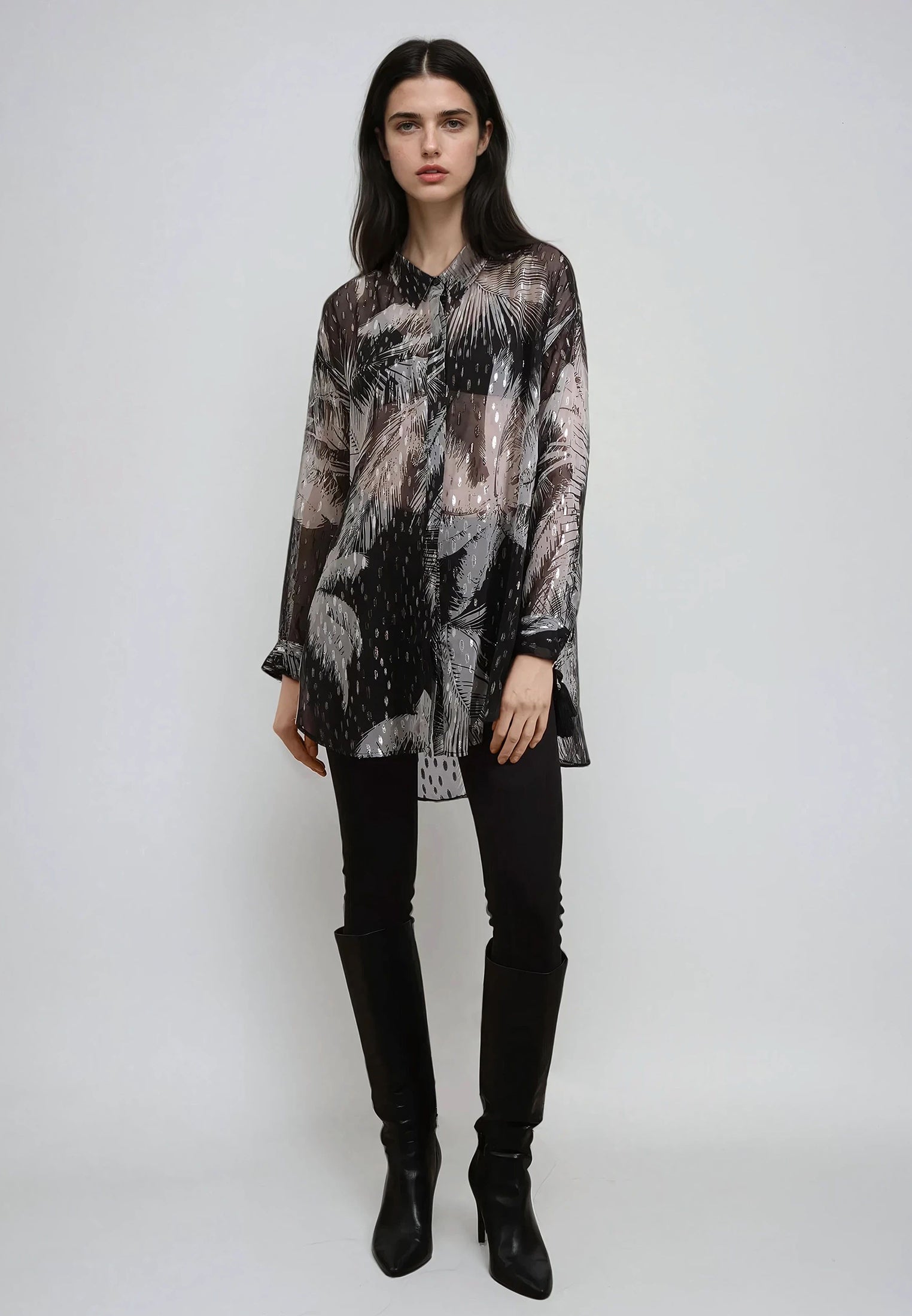 TANZANITE SHIRT PALM PRINT