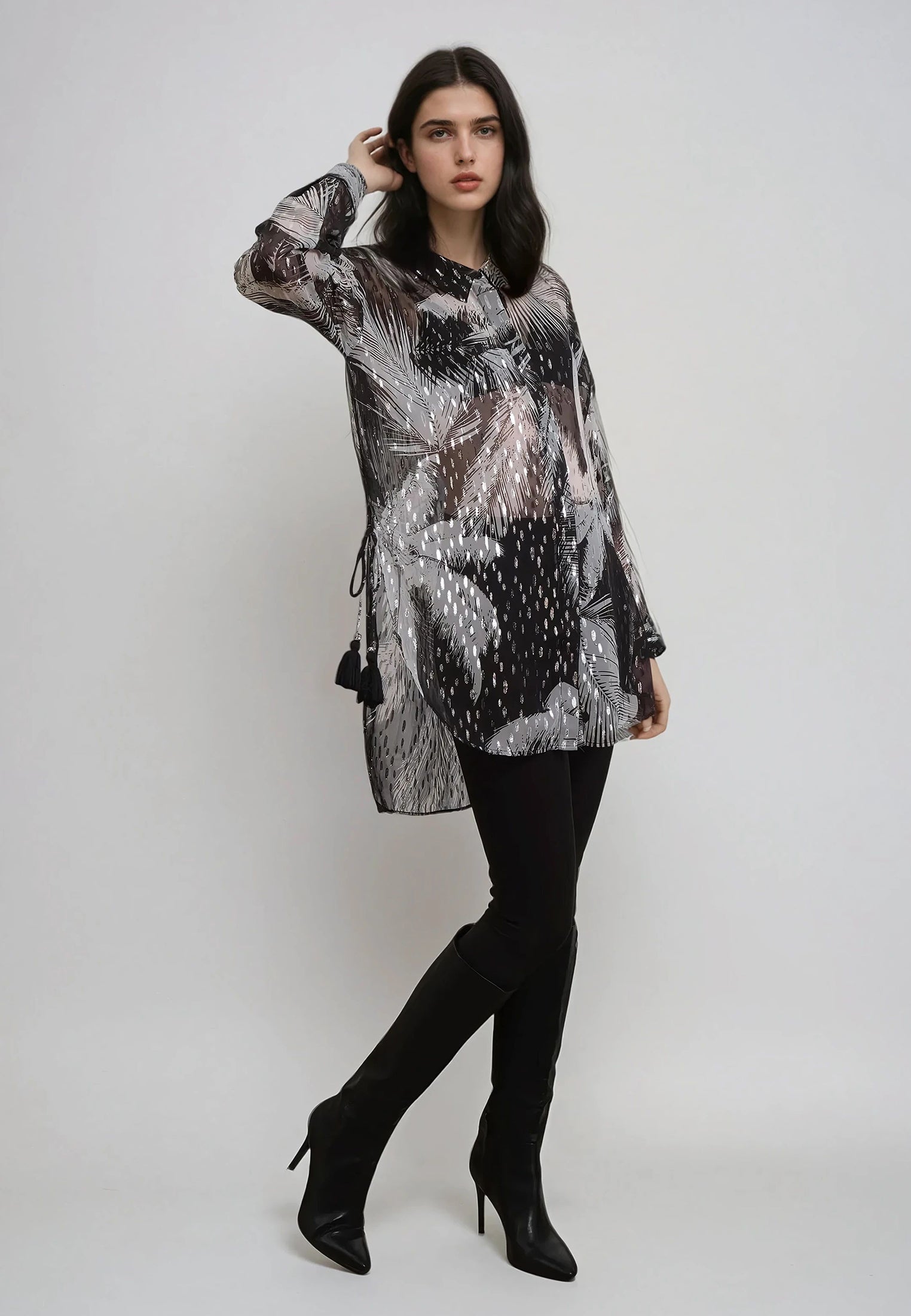 TANZANITE SHIRT PALM PRINT