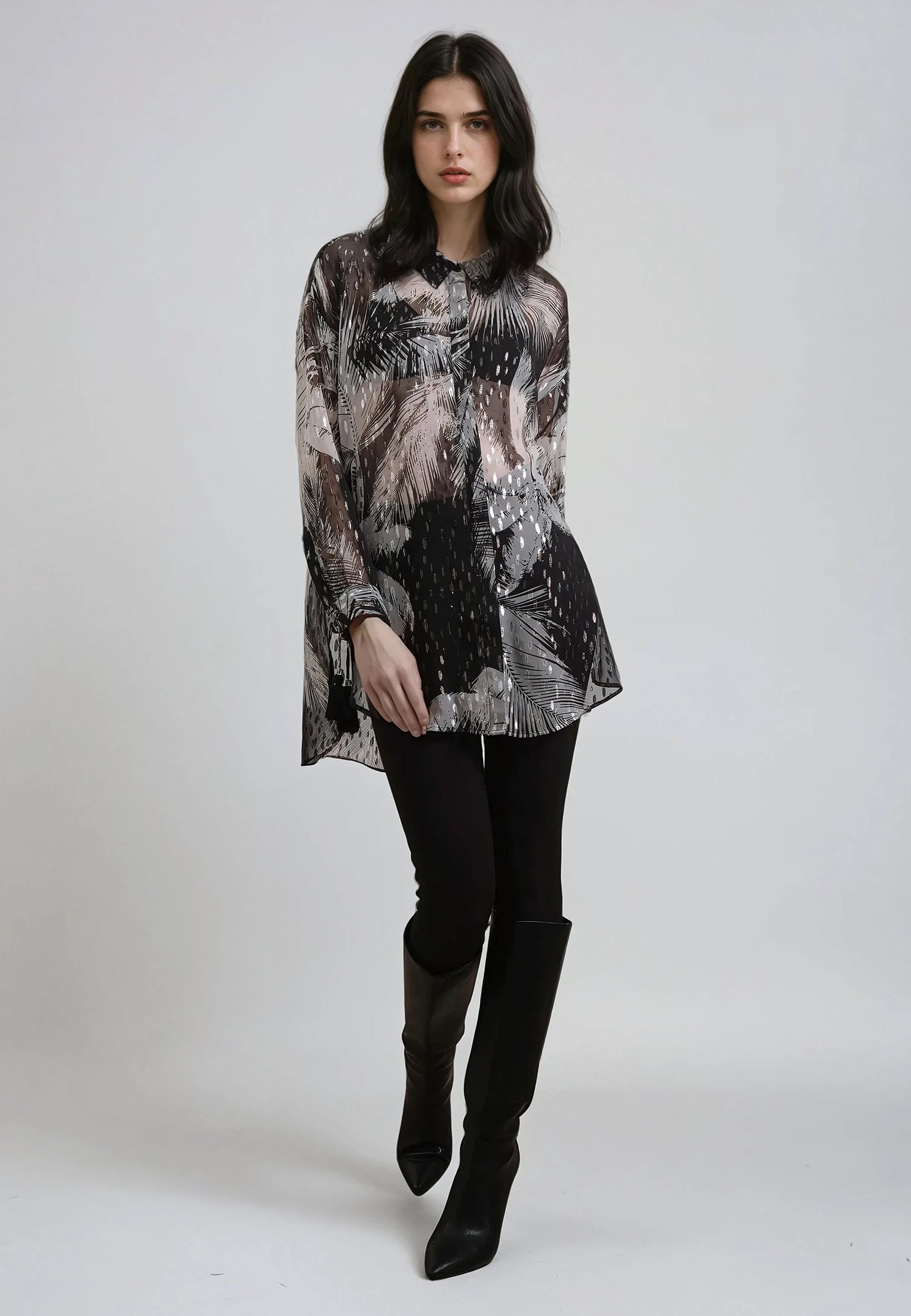 TANZANITE SHIRT PALM PRINT