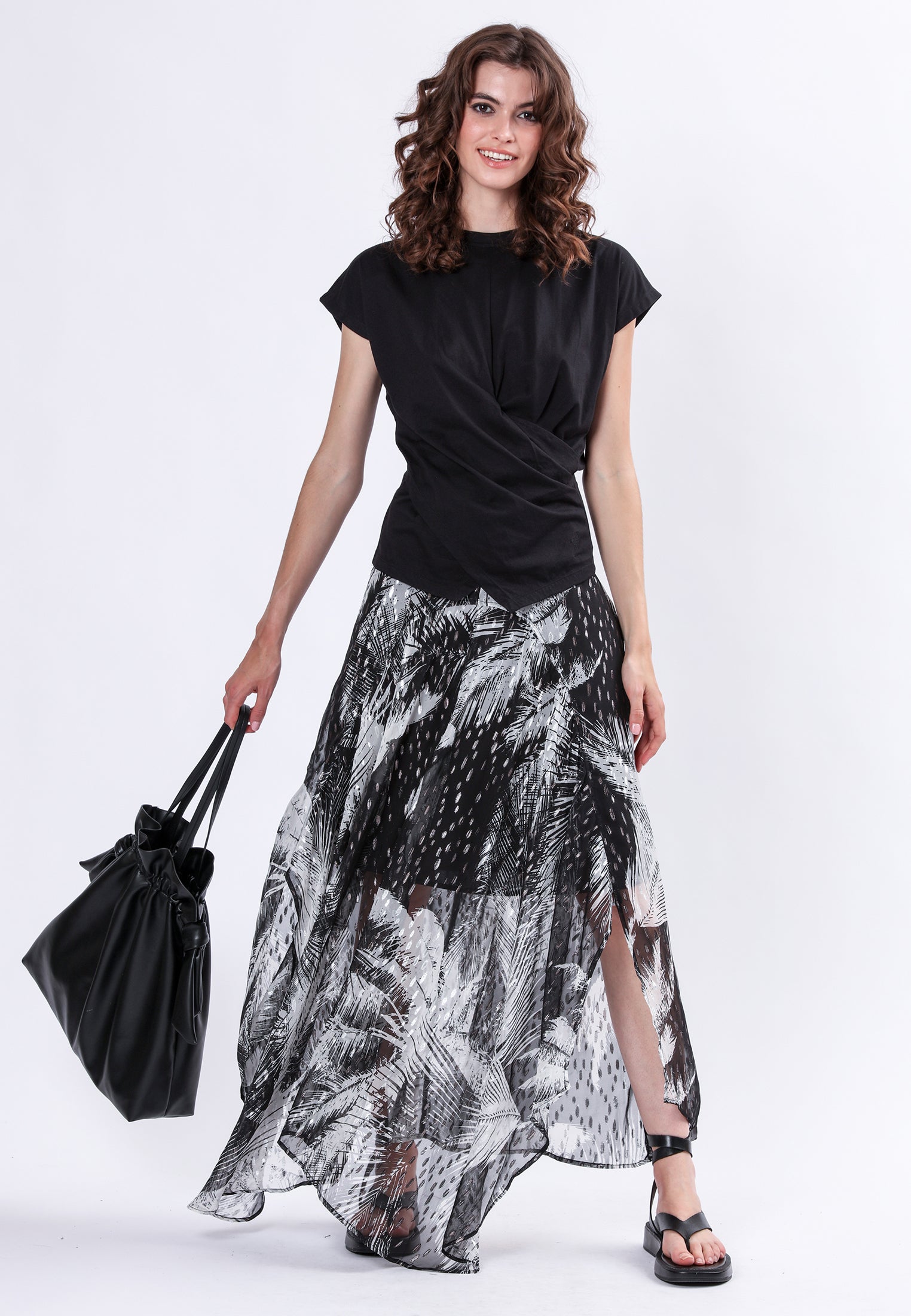 TANZANITE SKIRT PALM PRINT