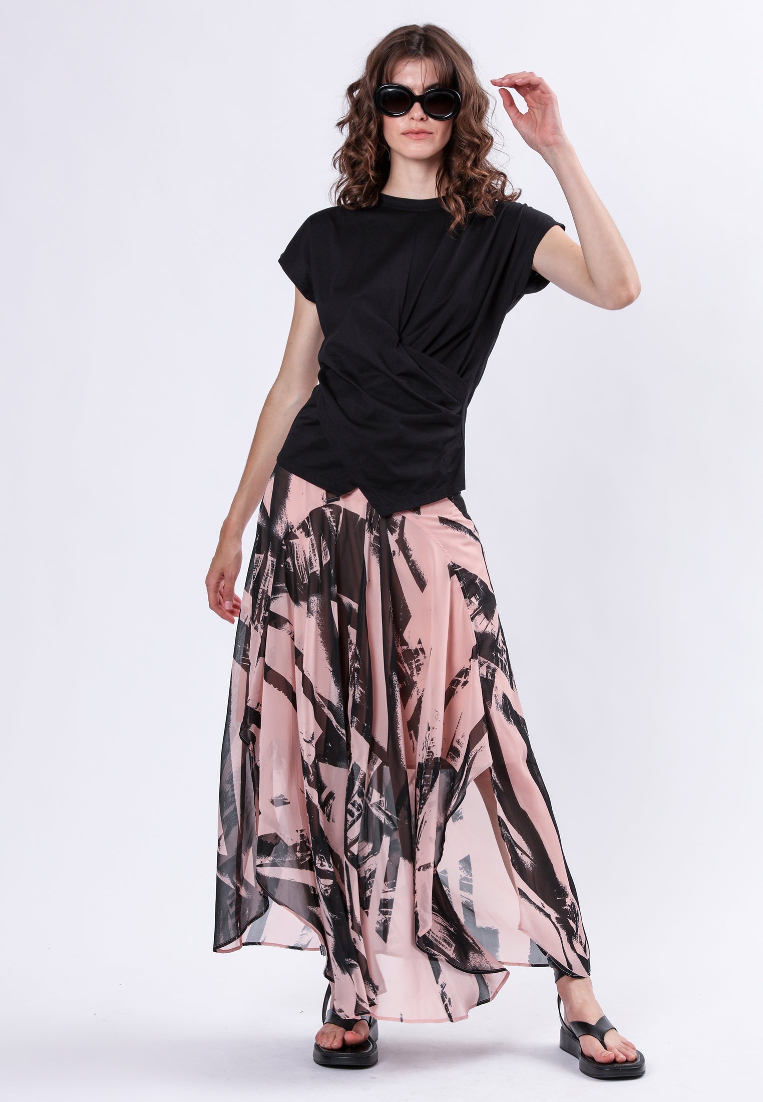 TANZANITE SKIRT PARALLEL PRINT