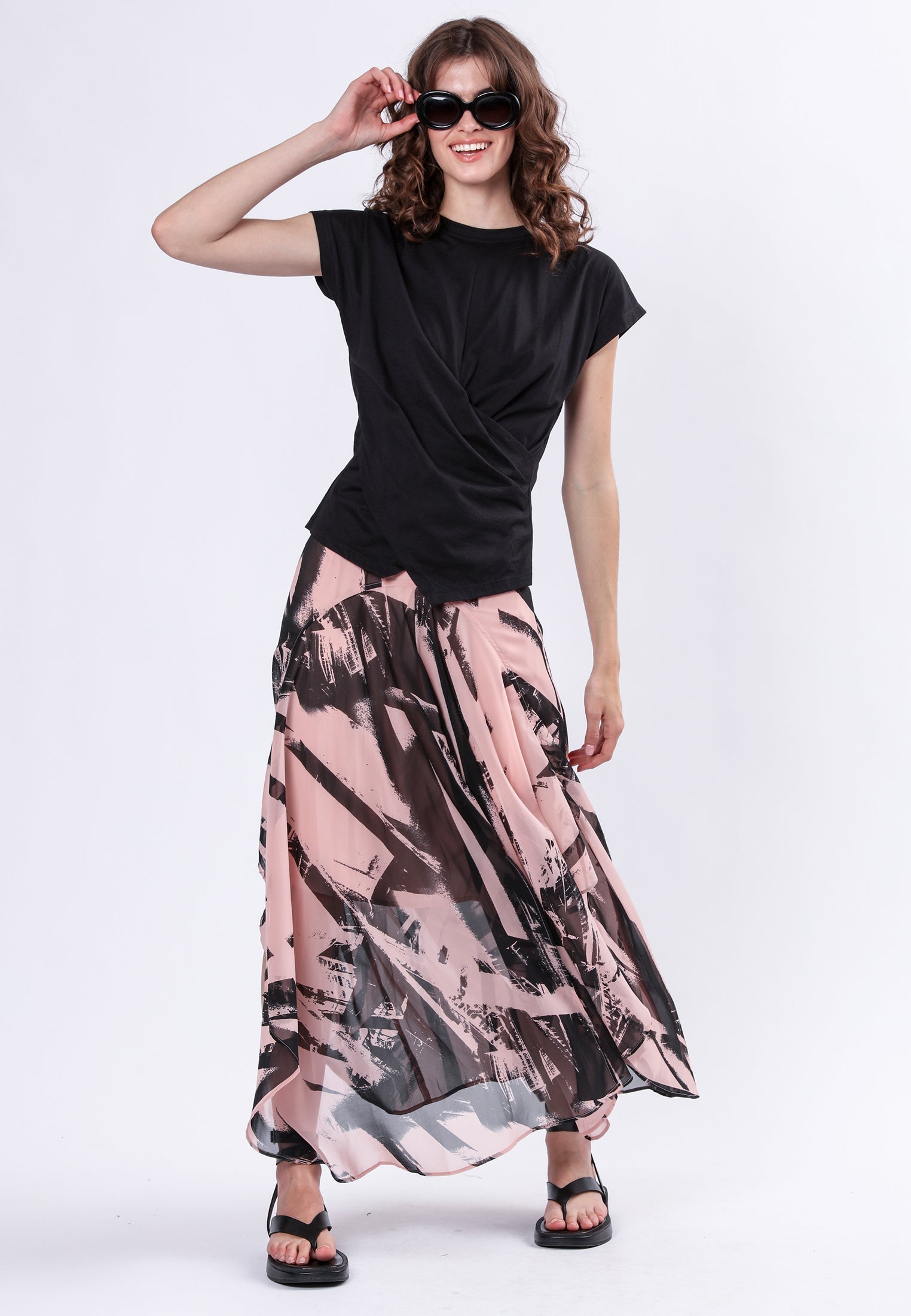 TANZANITE SKIRT PARALLEL PRINT