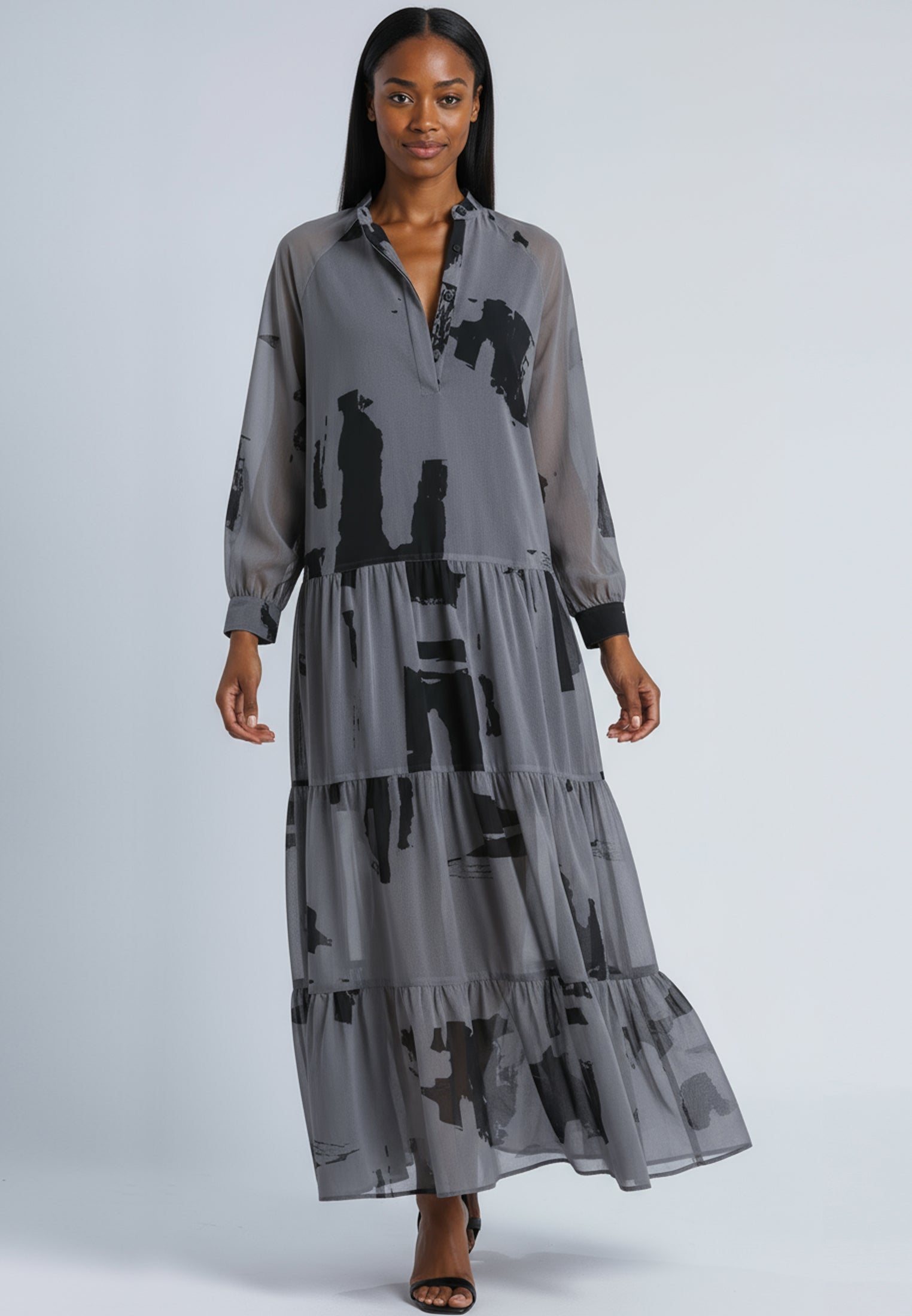 CALA MAXI DRESS ABSTRACT FACADE PRINT