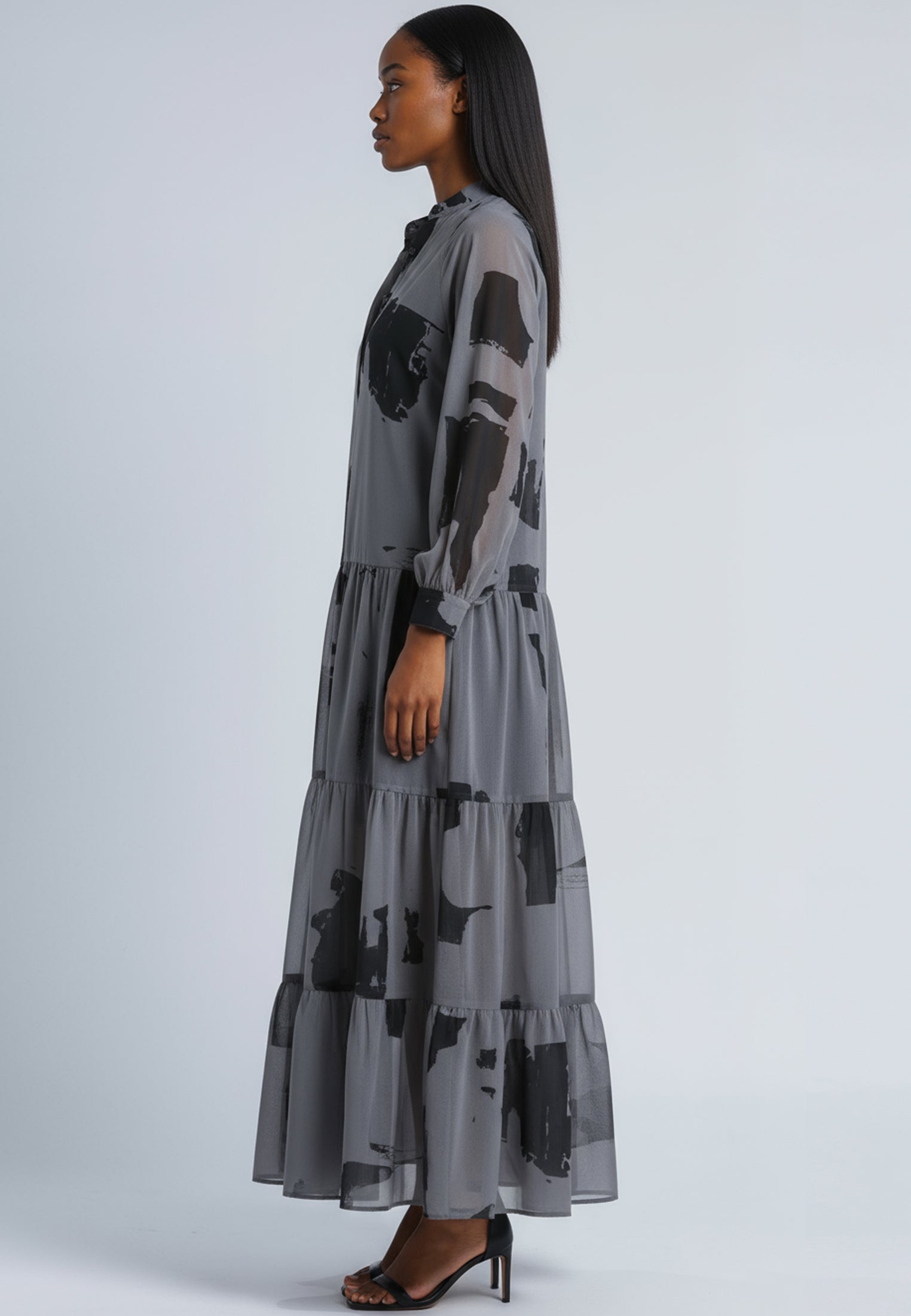 CALA MAXI DRESS ABSTRACT FACADE PRINT