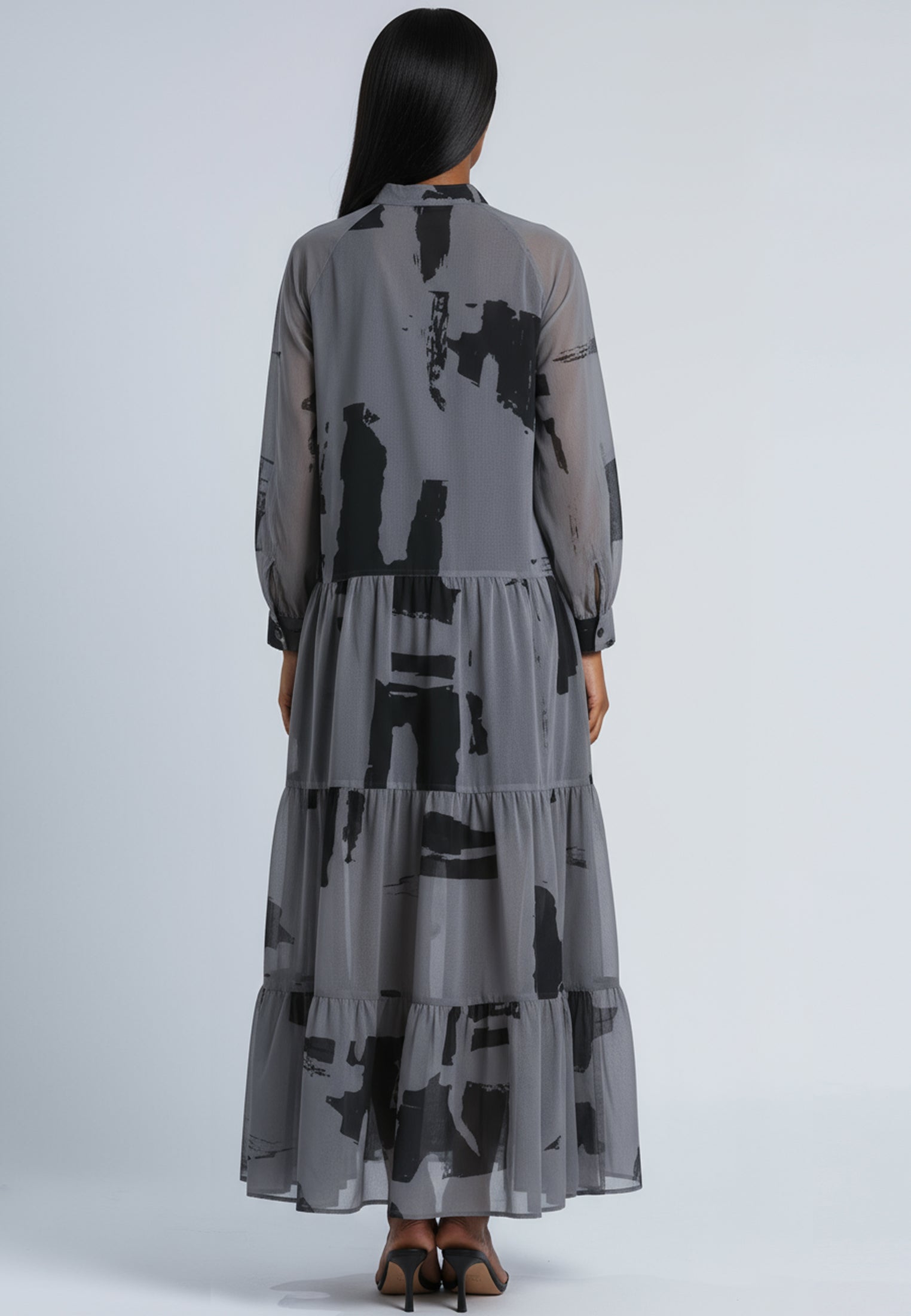 CALA MAXI DRESS ABSTRACT FACADE PRINT