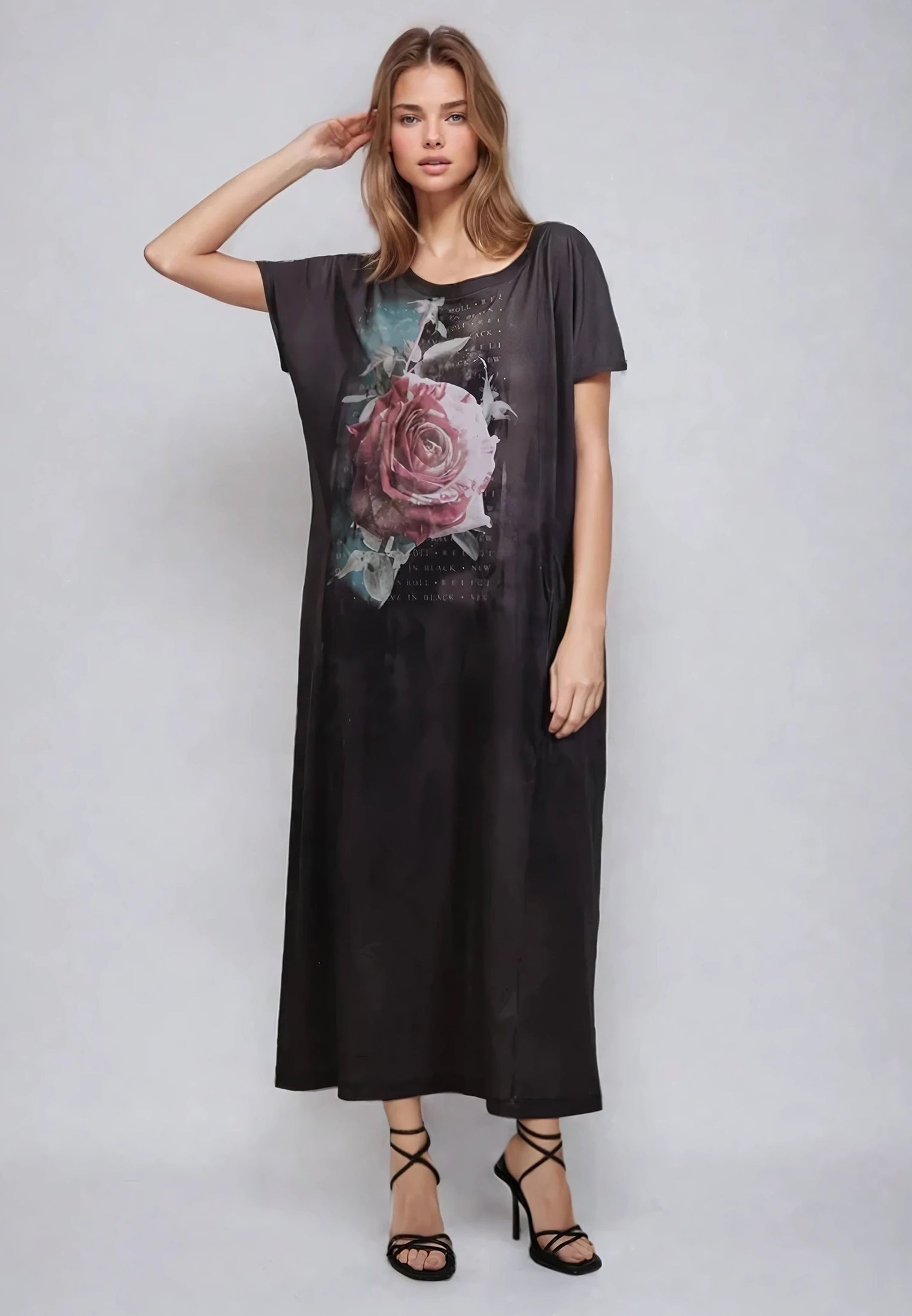CLOAK MAXI TEE DRESS BLUSH GRAPHIC