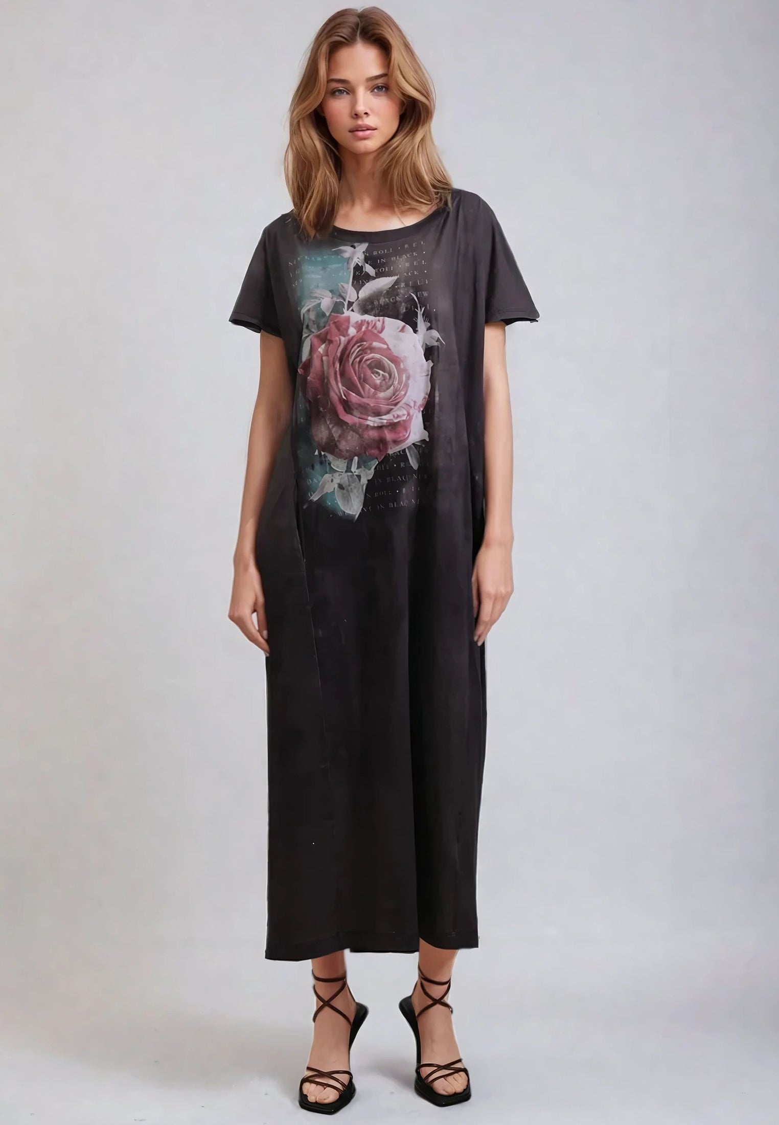CLOAK MAXI TEE DRESS BLUSH GRAPHIC