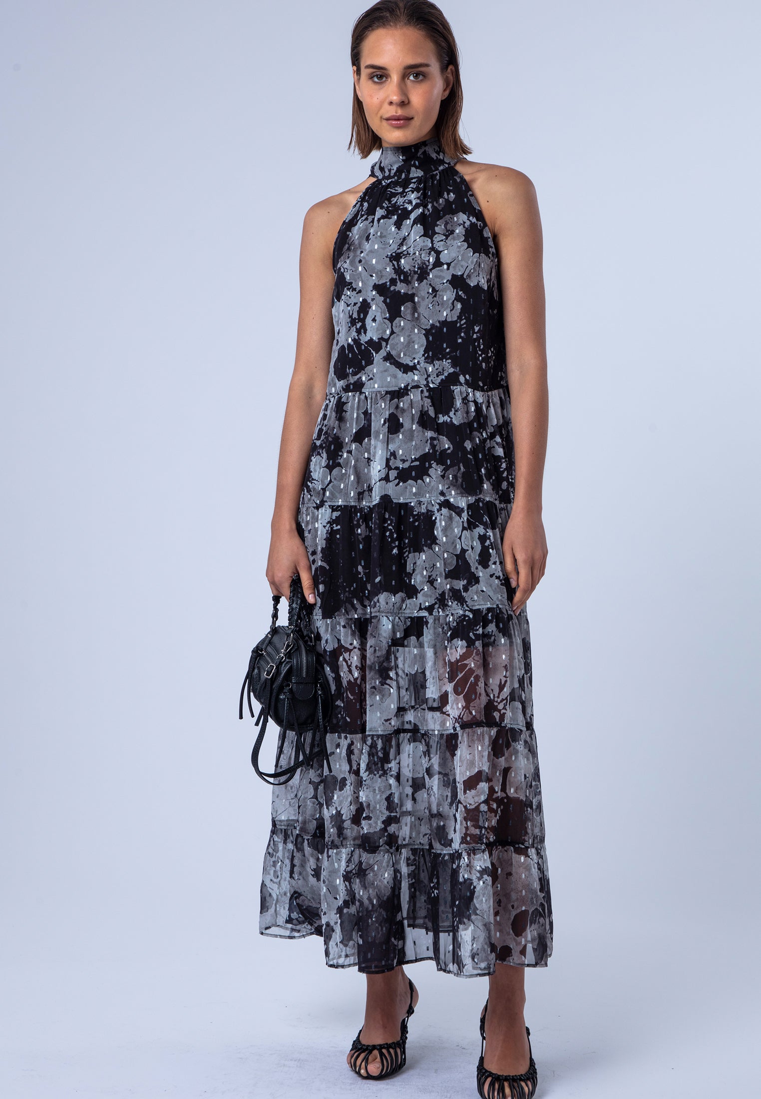 CITRINE MAXI DRESS JET BLACK & WHITE