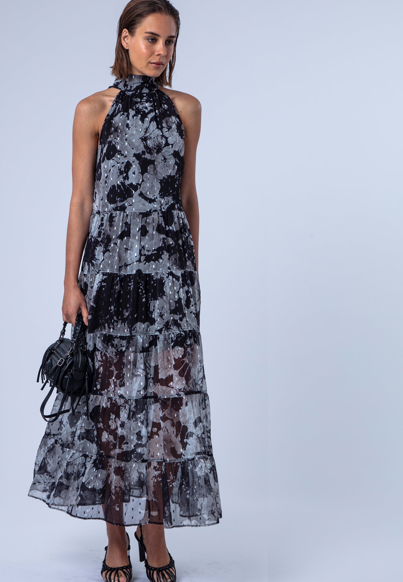 CITRINE MAXI DRESS JET BLACK & WHITE
