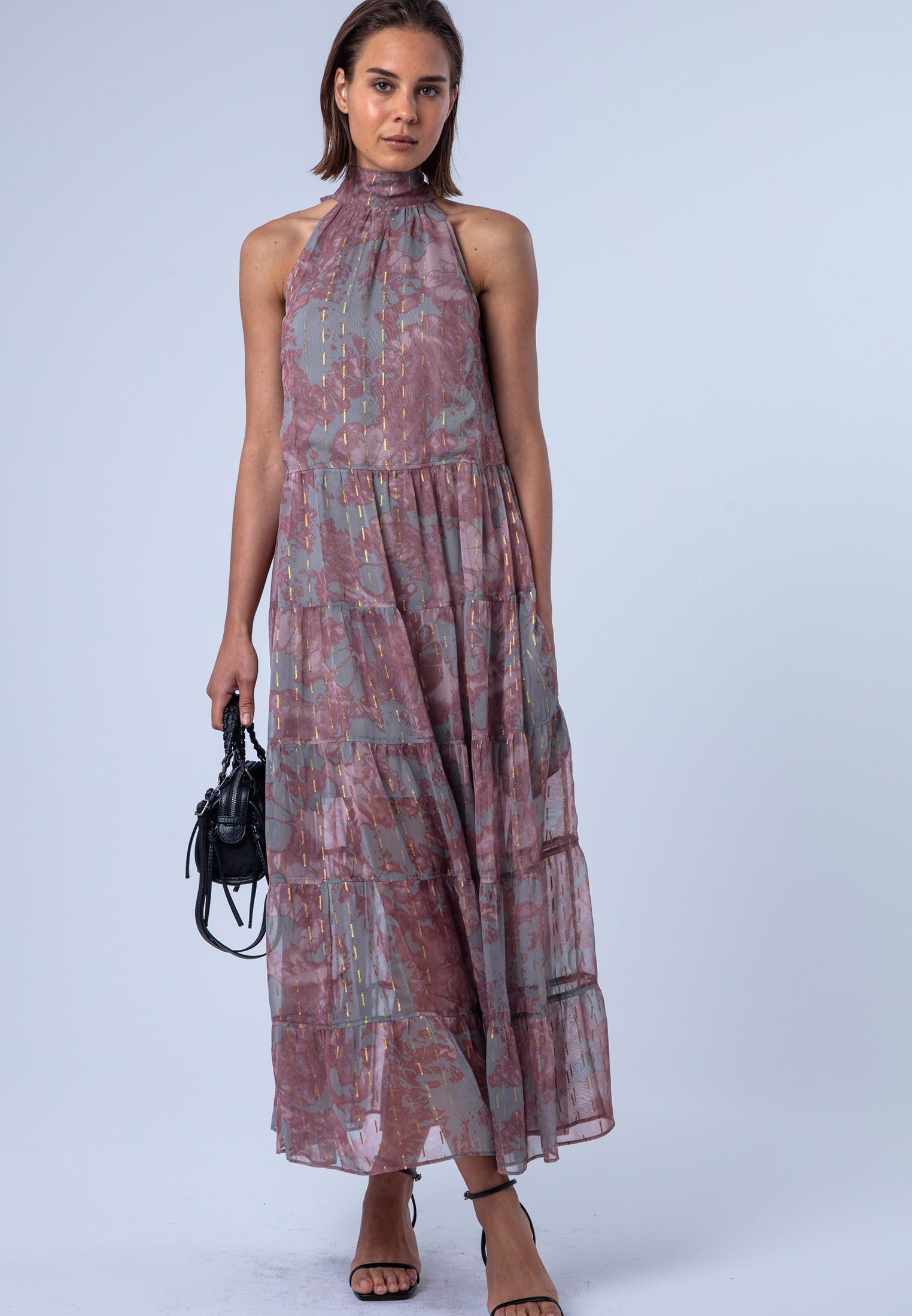 CITRINE MAXI DRESS PINK & GREY