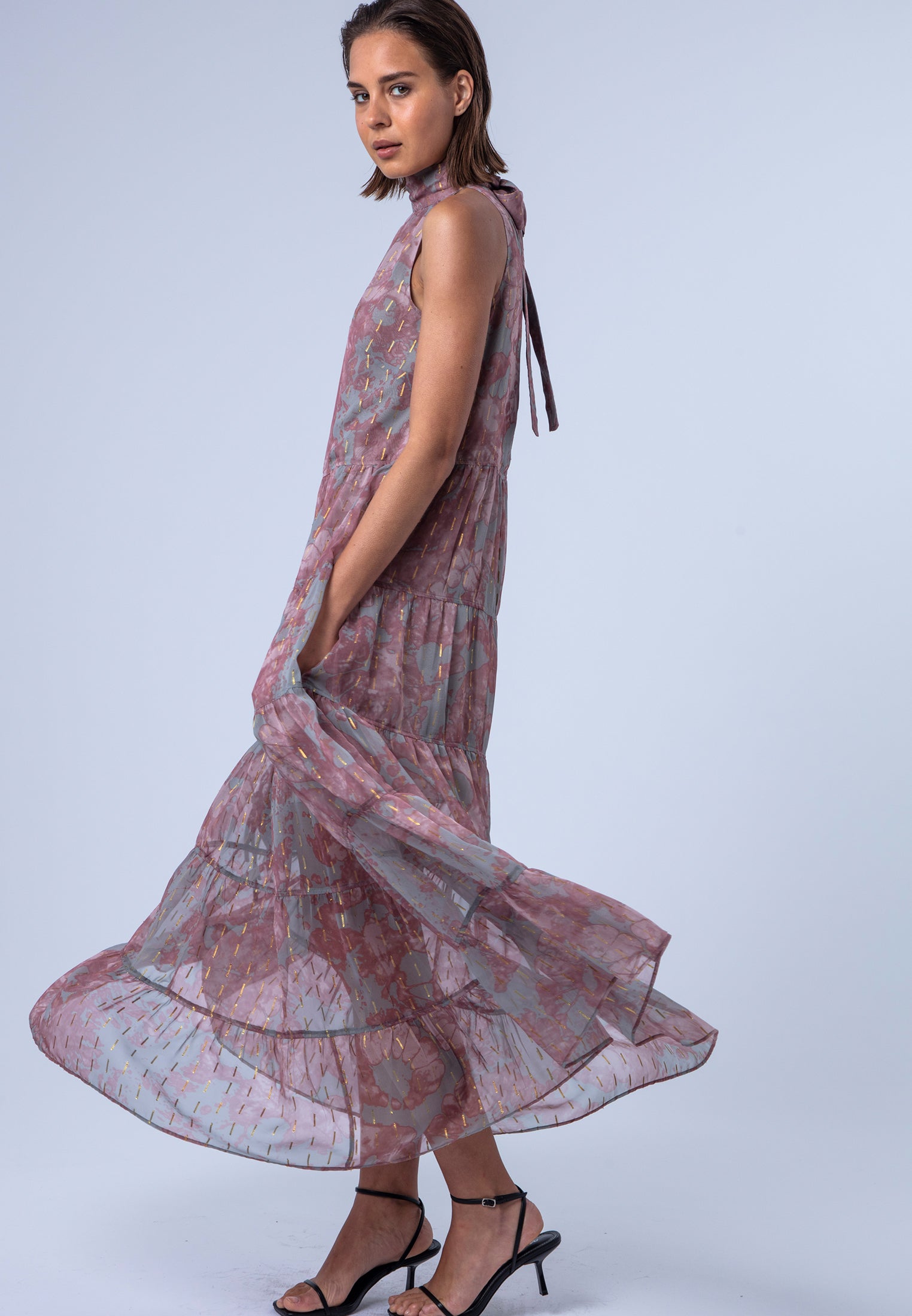 CITRINE MAXI DRESS PINK & GREY