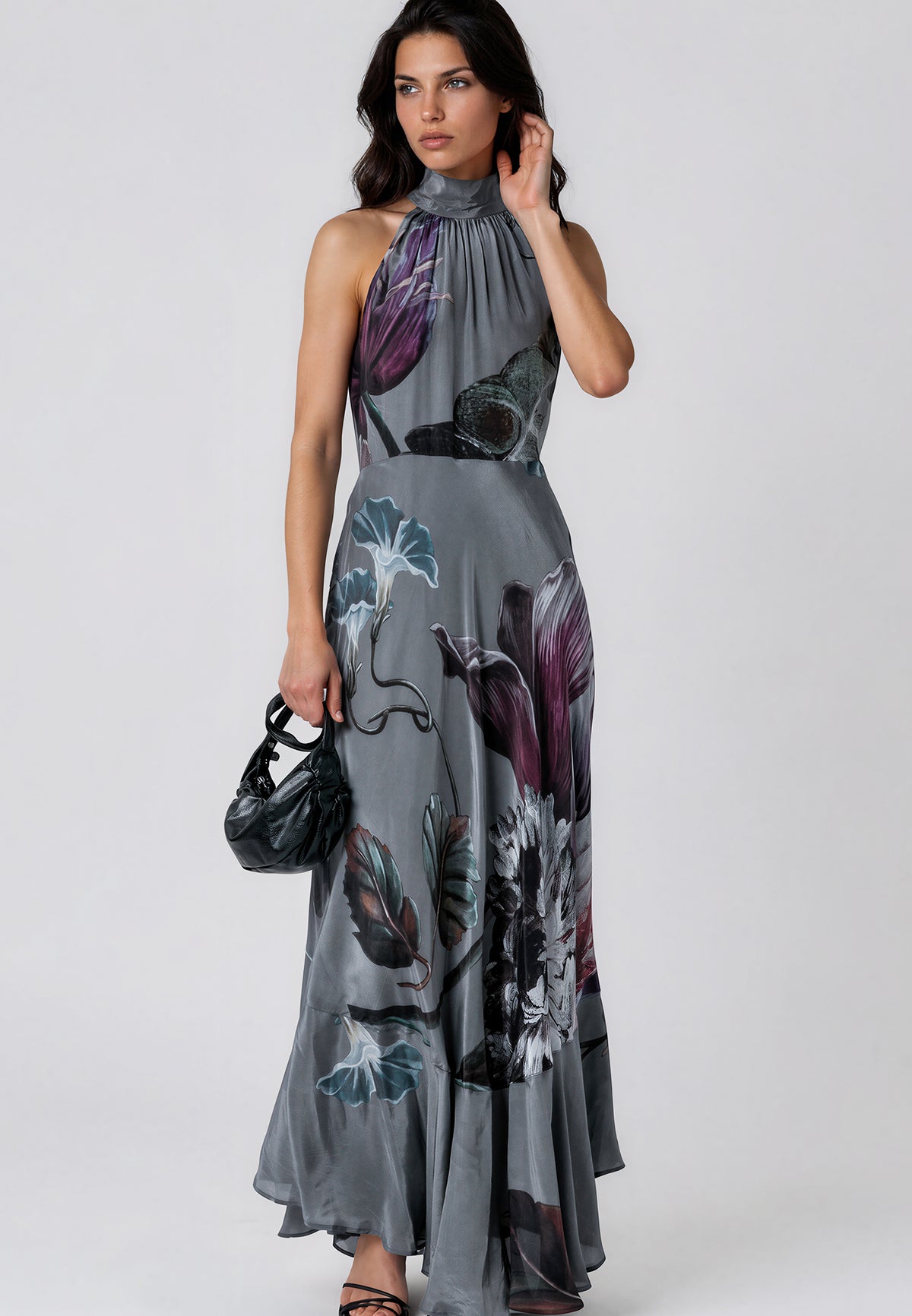 DENISE MAXI DRESS FLORAL TAUPE
