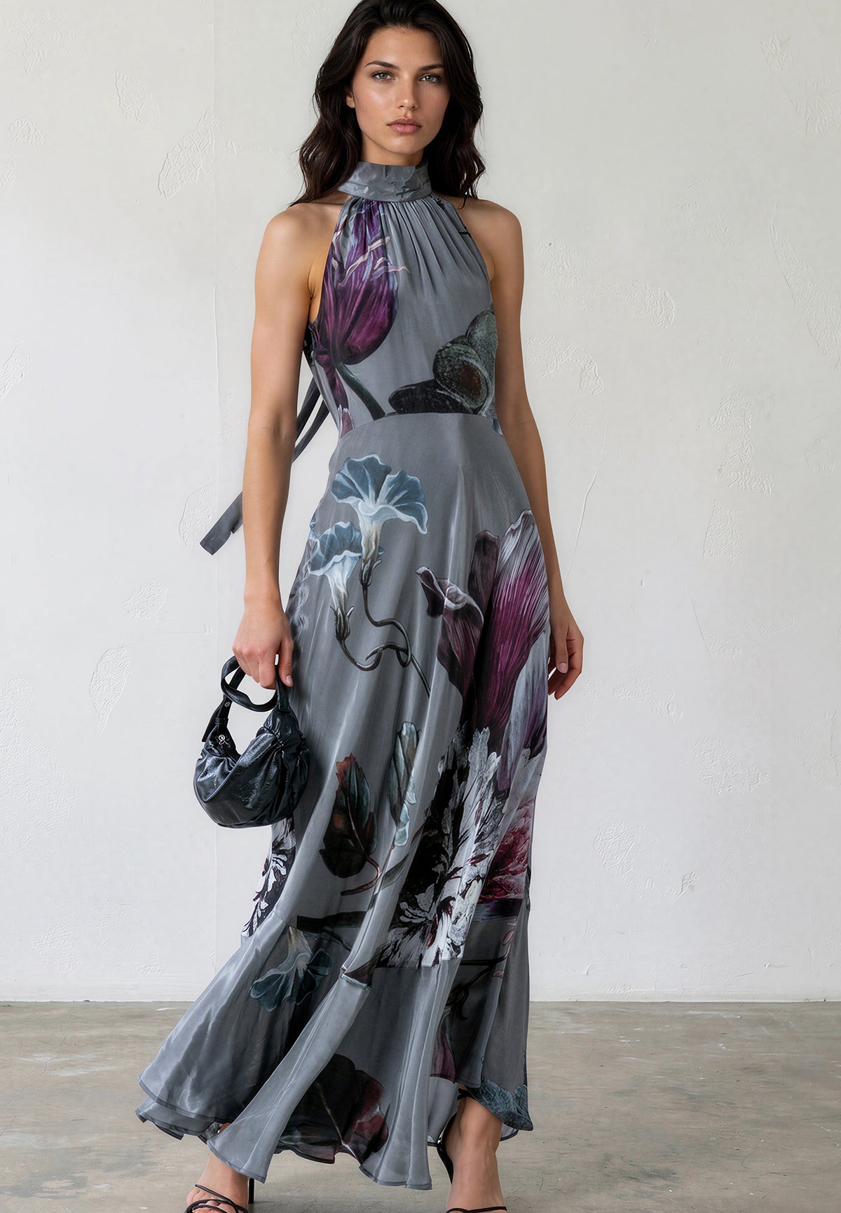 DENISE MAXI DRESS FLORAL TAUPE