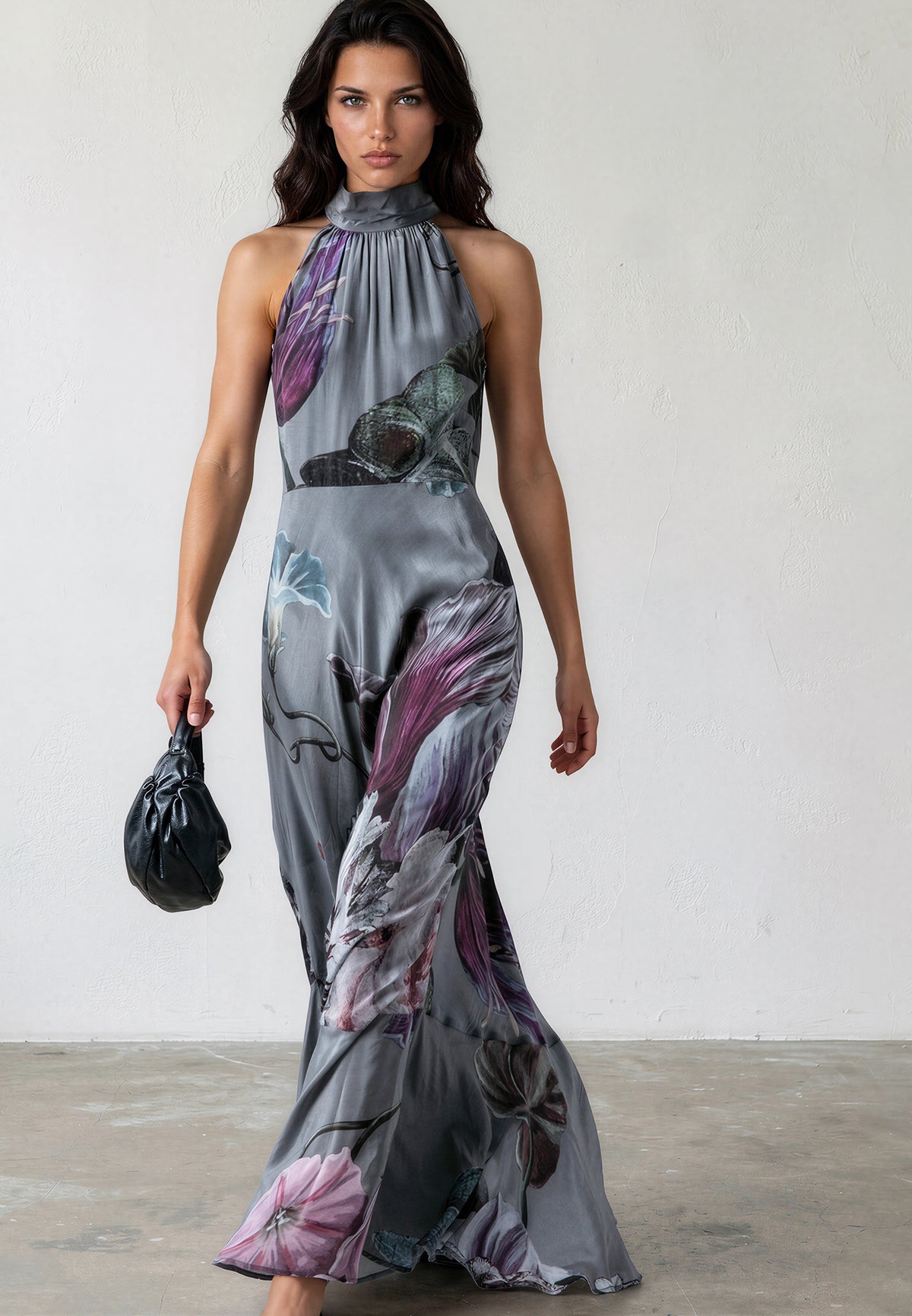 DENISE MAXI DRESS FLORAL TAUPE