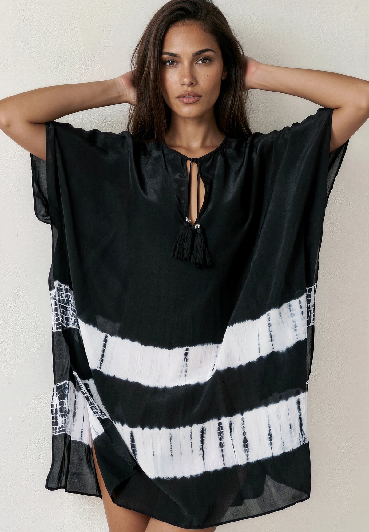 ELLA KAFTAN JET BLACK & WHITE