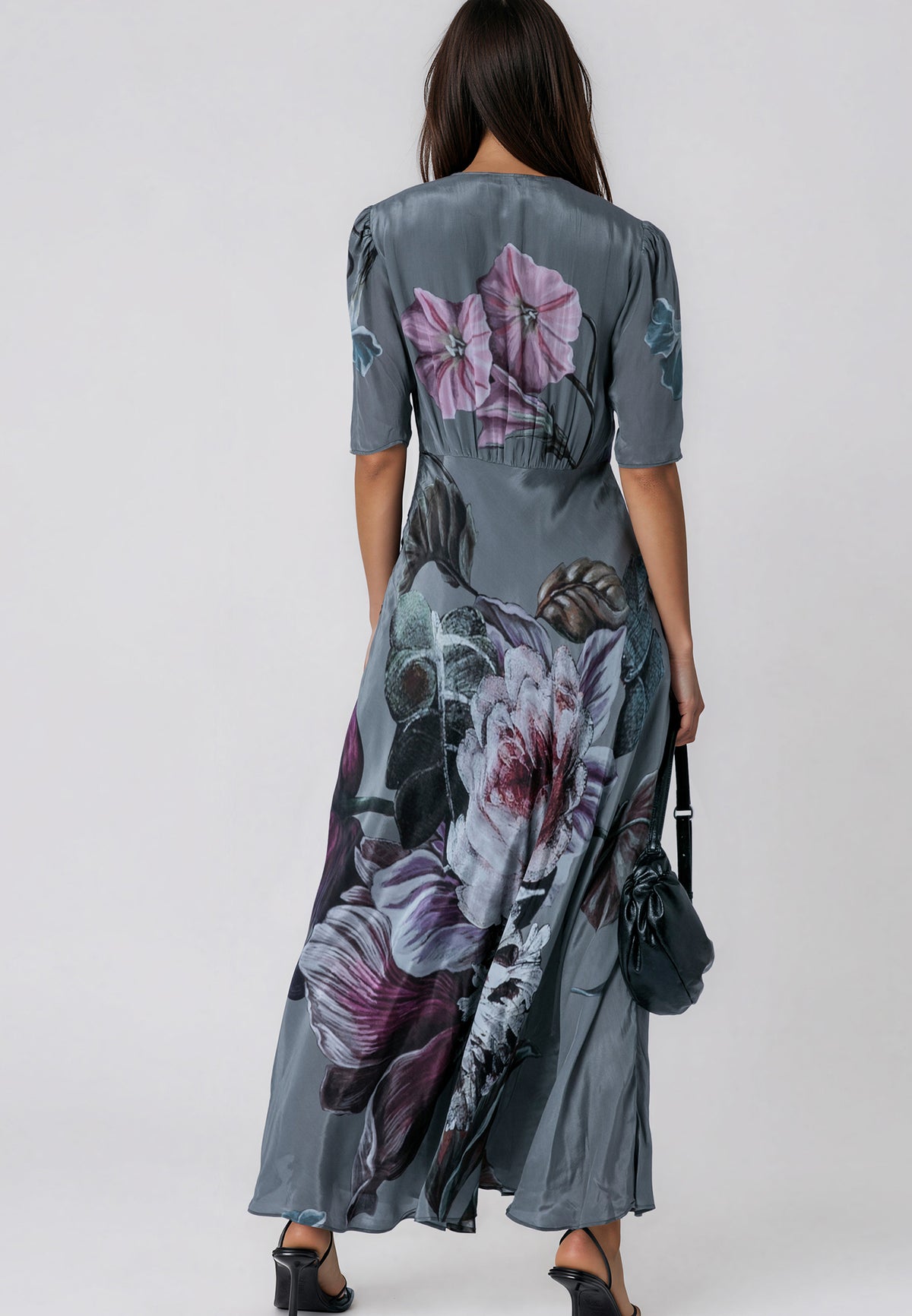 ENID MAXI TEA DRESS FLORAL TAUPE