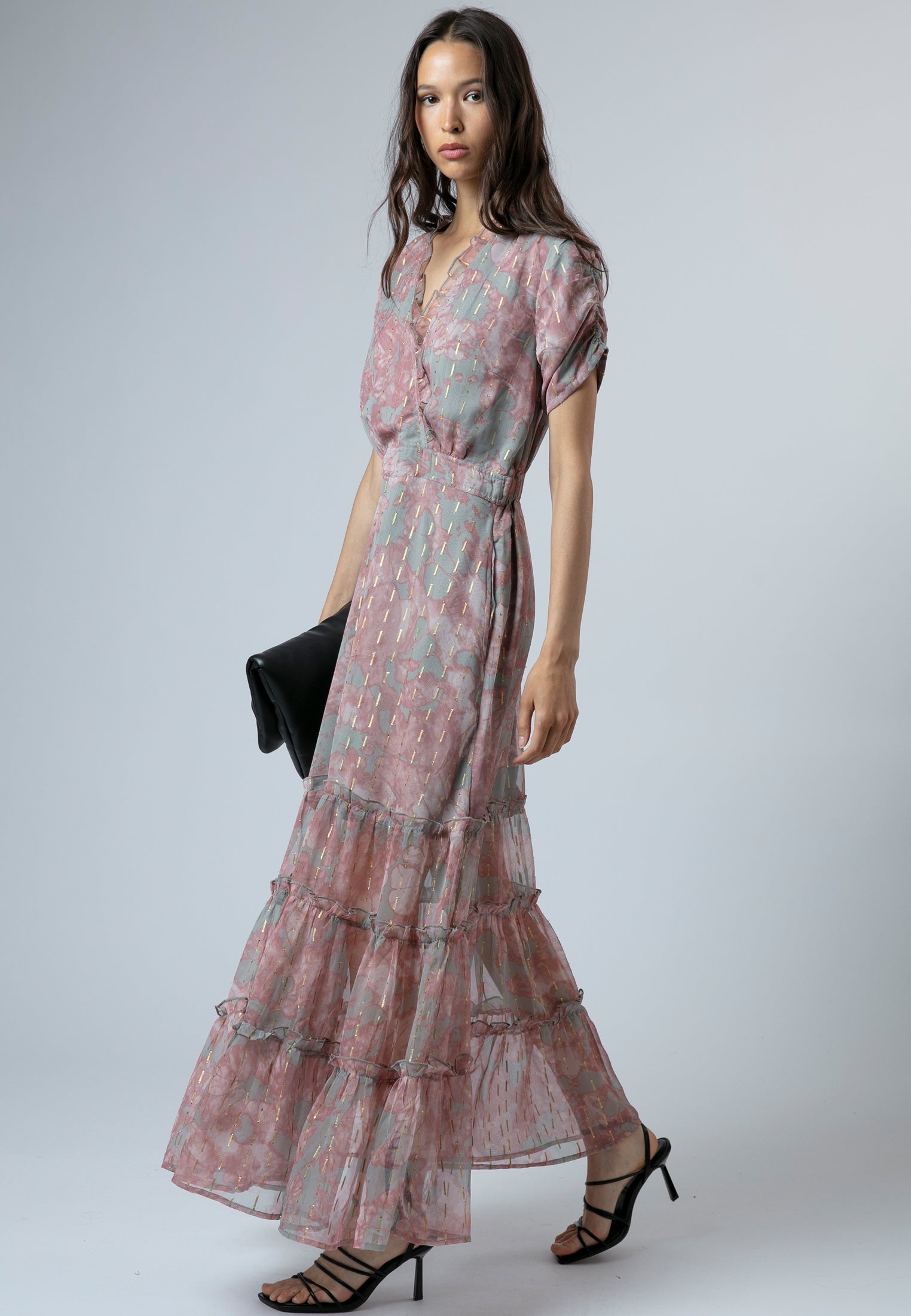 JESSIE MAXI DRESS PINK & GREY