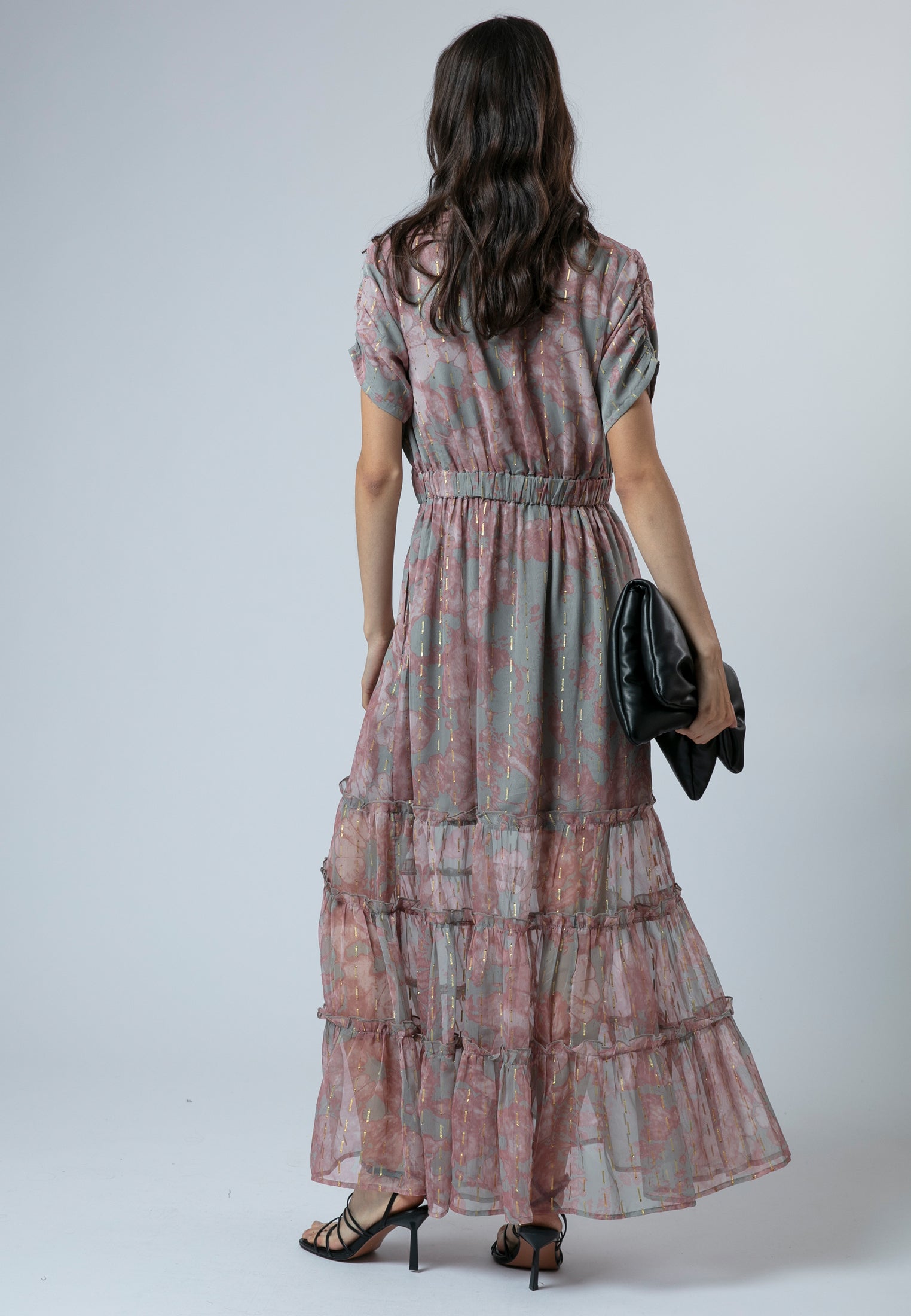 JESSIE MAXI DRESS PINK & GREY