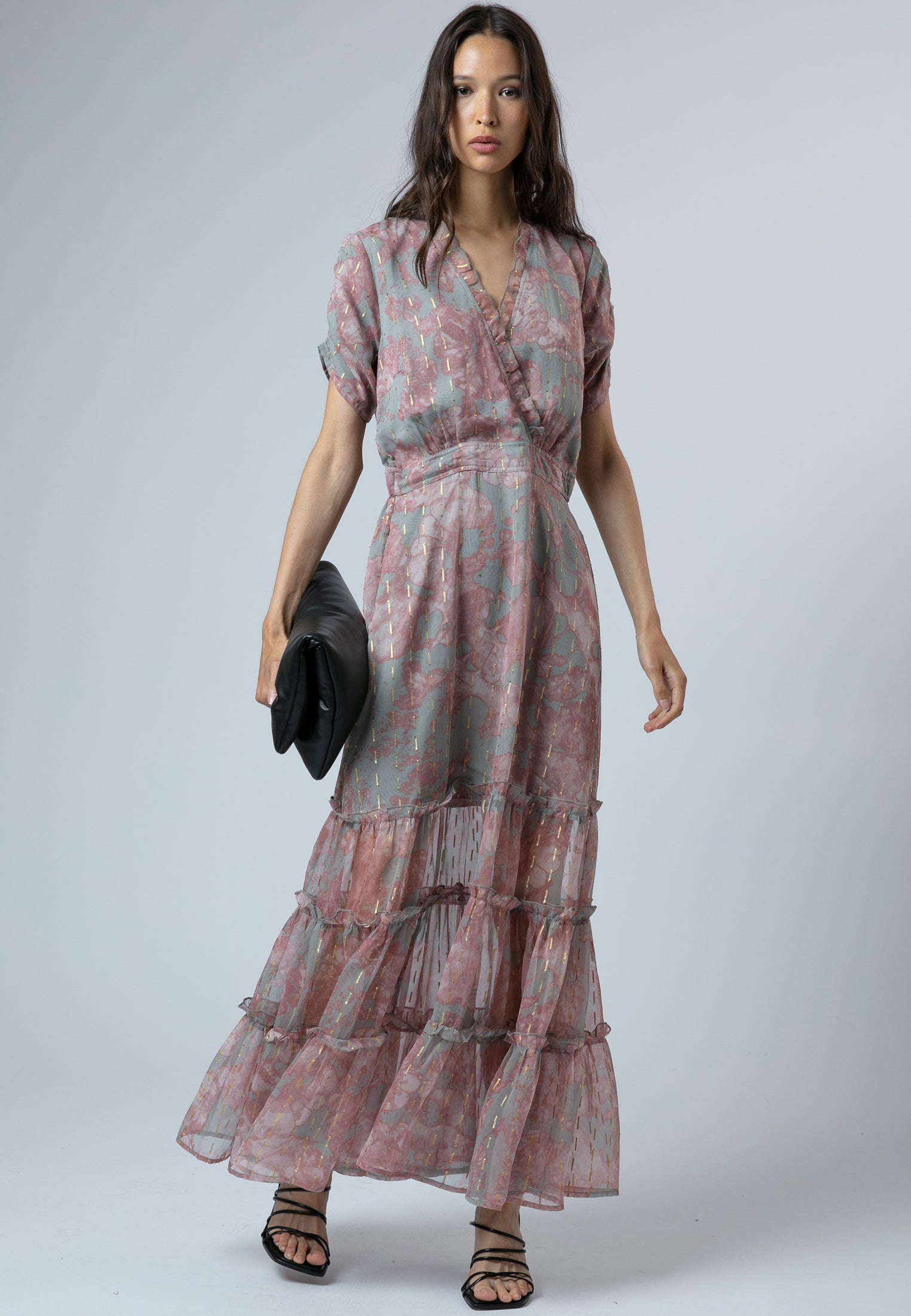 JESSIE MAXI DRESS PINK & GREY