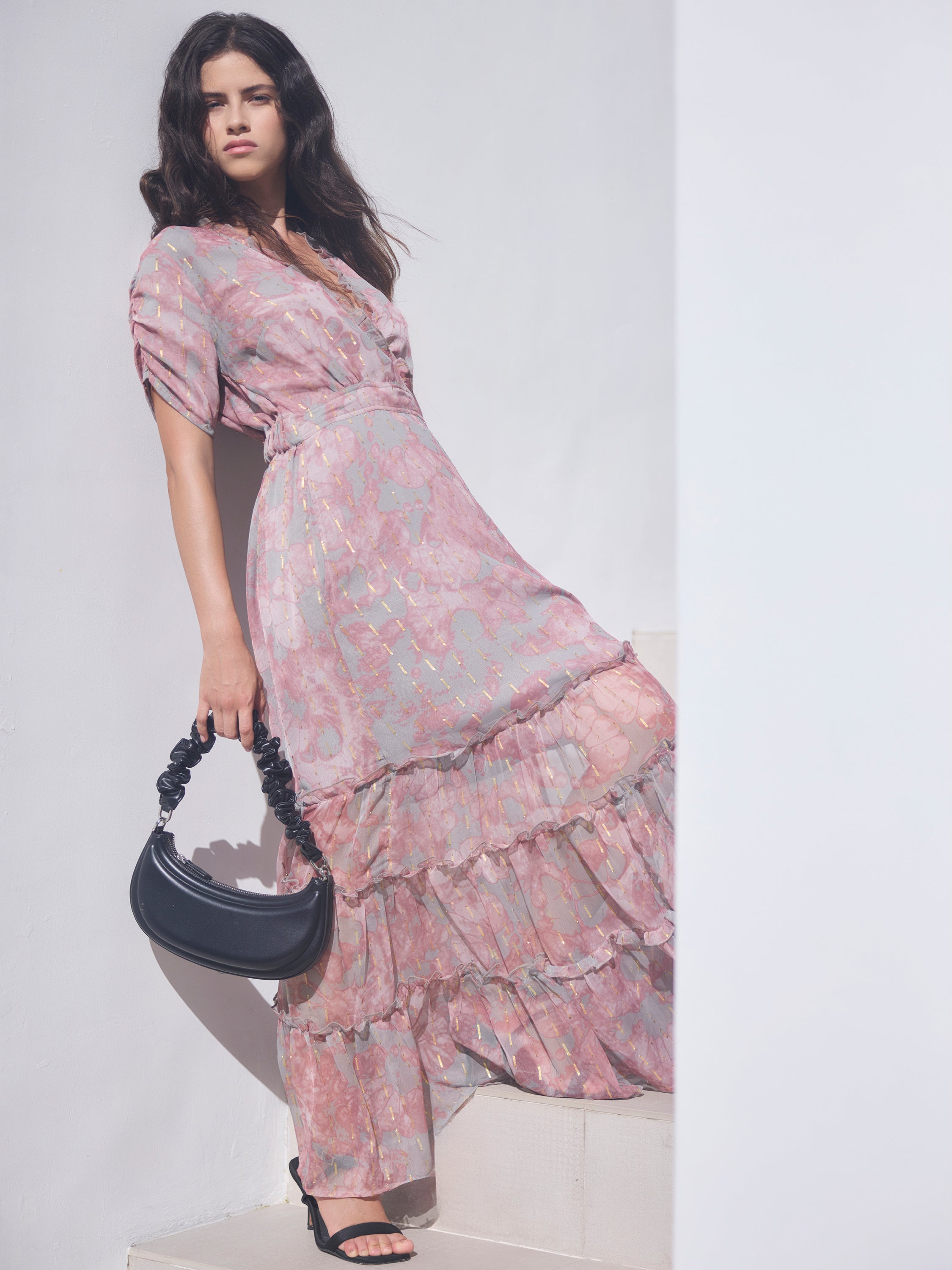 JESSIE MAXI DRESS PINK & GREY