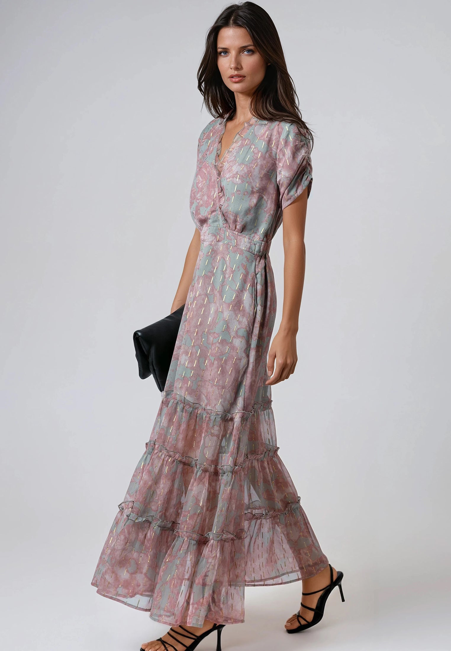 JESSIE MAXI DRESS PINK & GREY