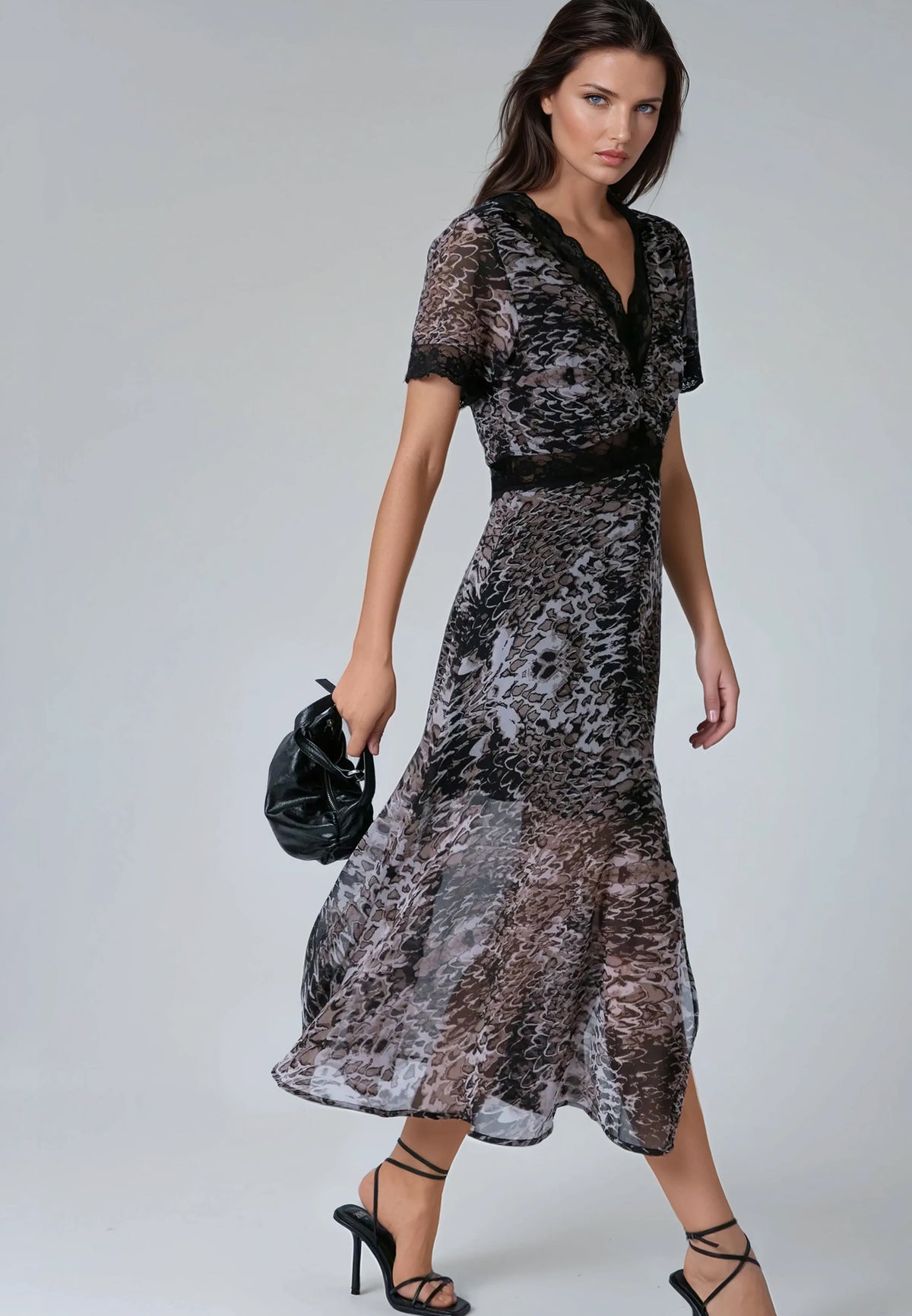 MILLIE MAXI DRESS ADDER BROWN