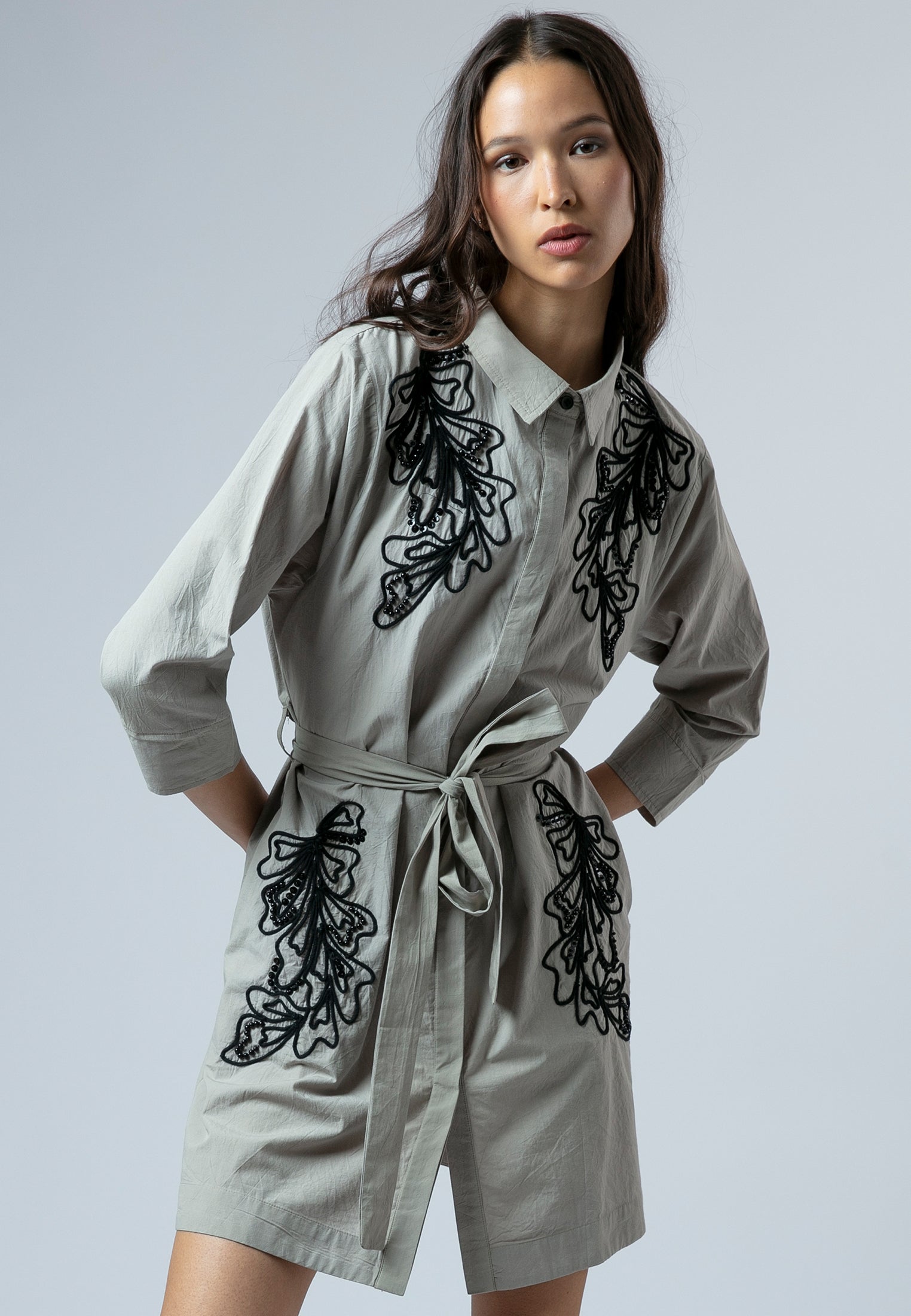 RELIGION Black Embroidered Cotton Sophie Dress