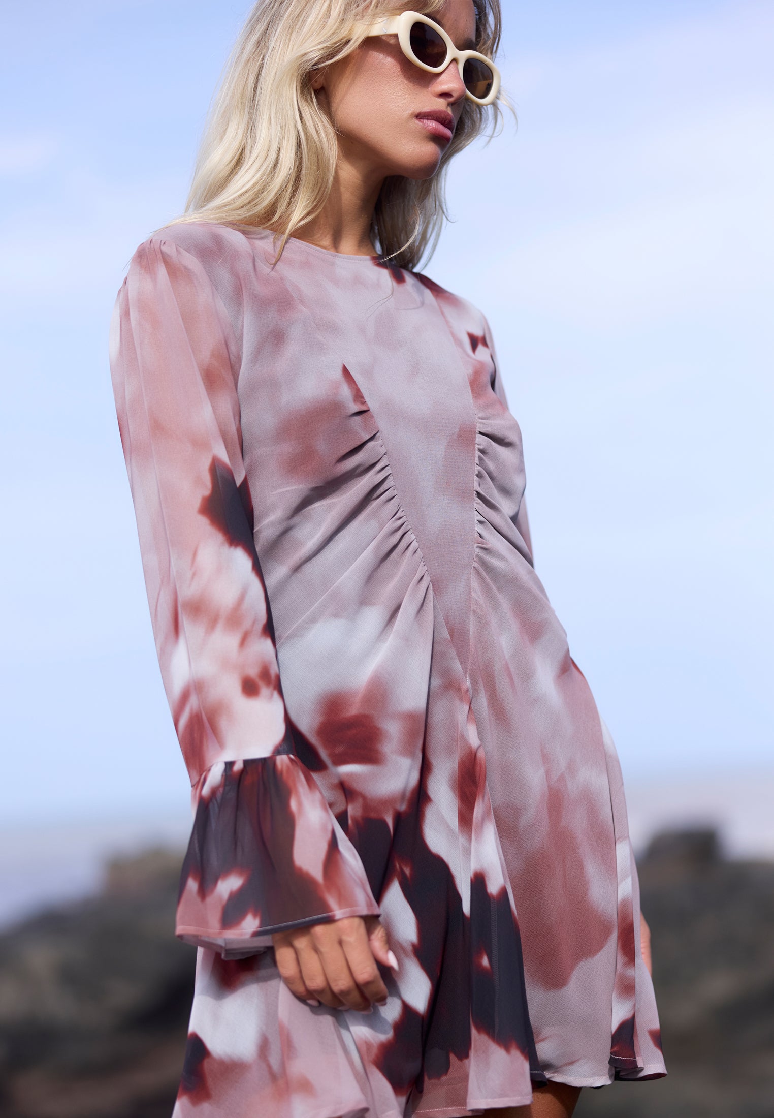 CORINNE SHORT DRESS BLUR ASHES