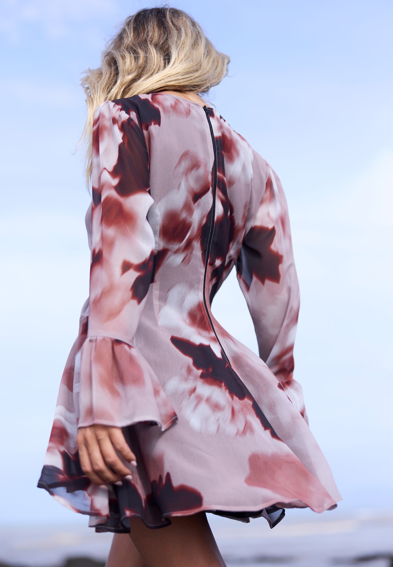 CORINNE SHORT DRESS BLUR ASHES