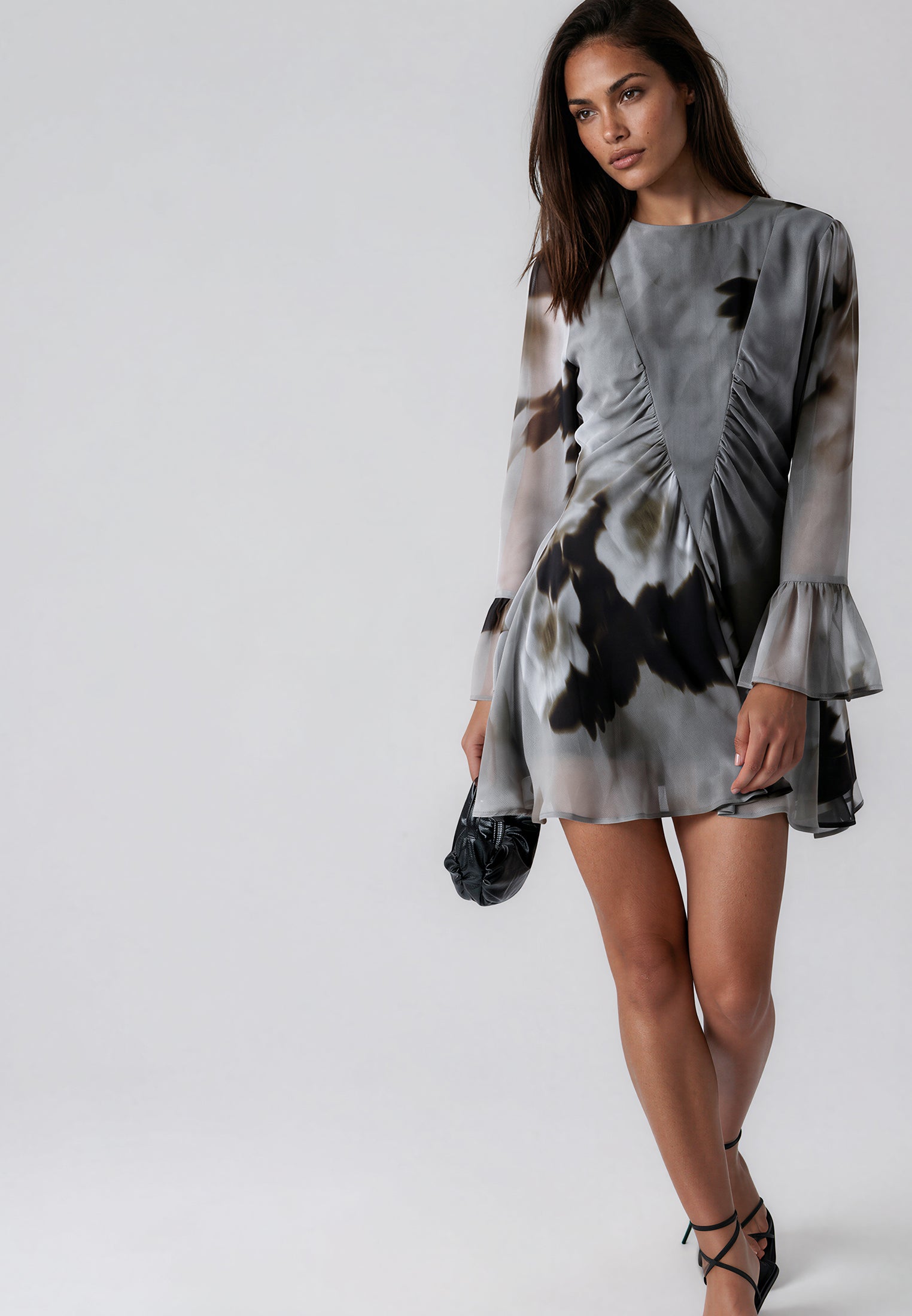 CORINNE SHORT DRESS BLUR SEPIA