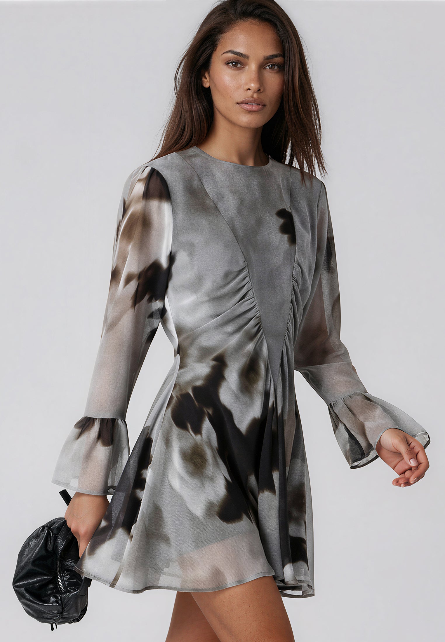 CORINNE SHORT DRESS BLUR SEPIA